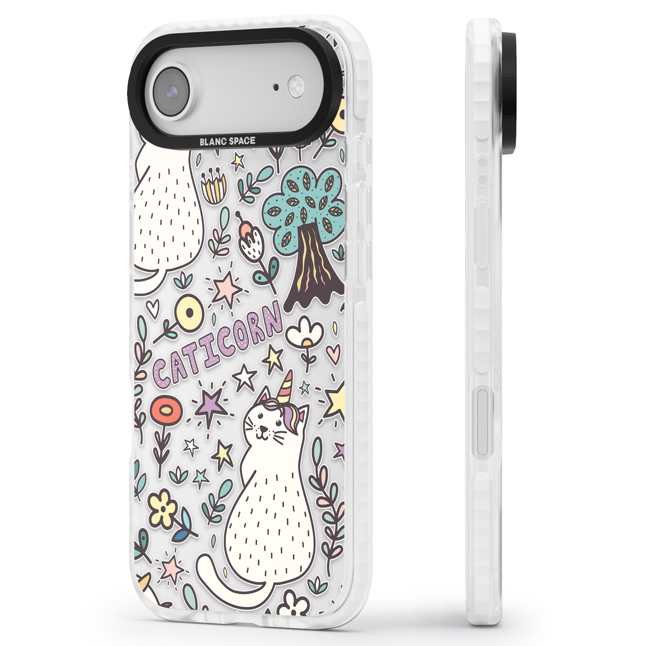 Caticorn Pattern iPhone 17 Air Impact Clear Phone Case Side Profile