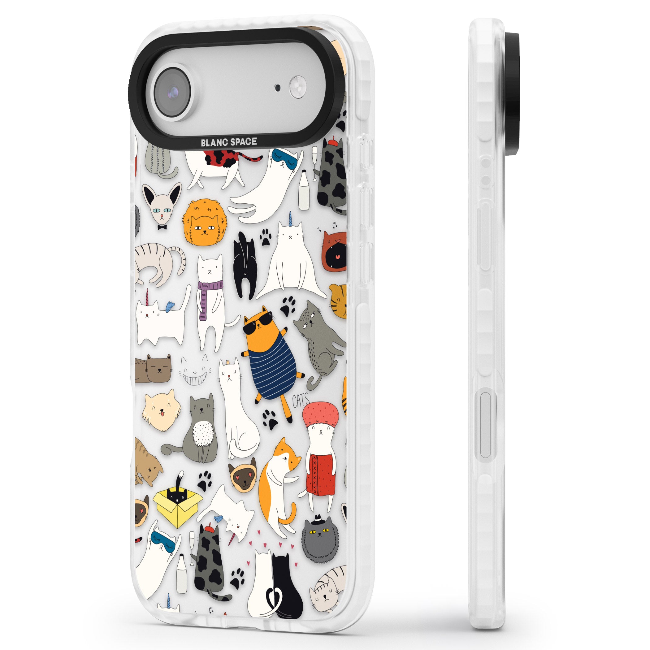 Cartoon Cat Collage iPhone 17 Air Impact Clear Phone Case Side Profile