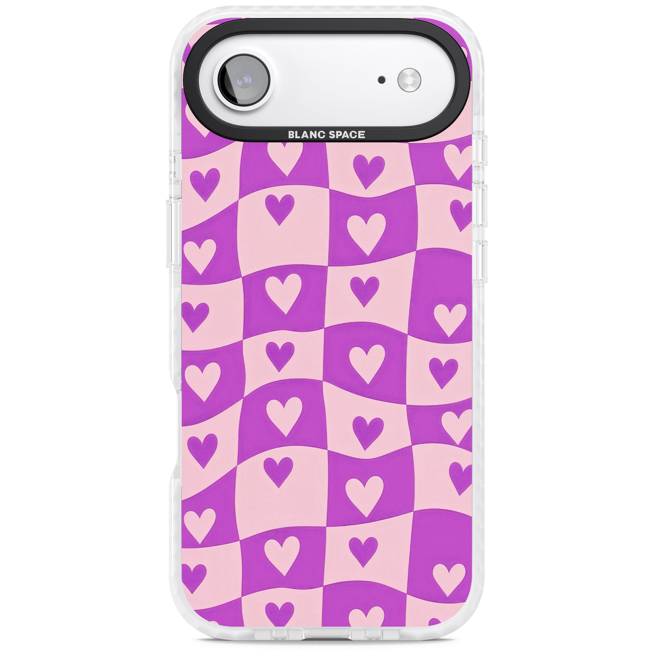 Purple Wavy Checked Hearts iPhone 17 Air Impact Clear Phone Case
