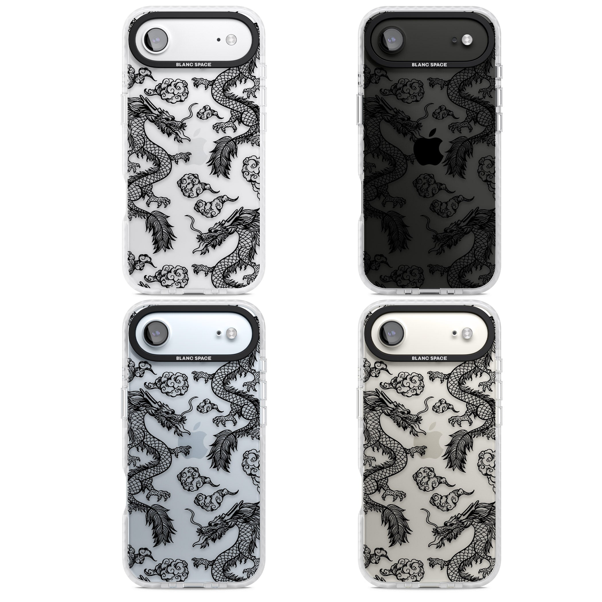 Black Dragon Pattern iPhone 17 Air Impact Clear Phone Case APT Impact Protection