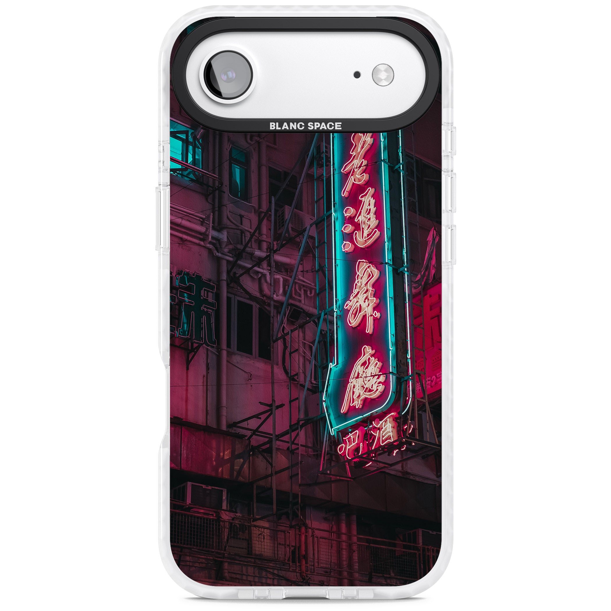 Neon Kanji Cityscape iPhone 17 Air Impact Clear Phone Case
