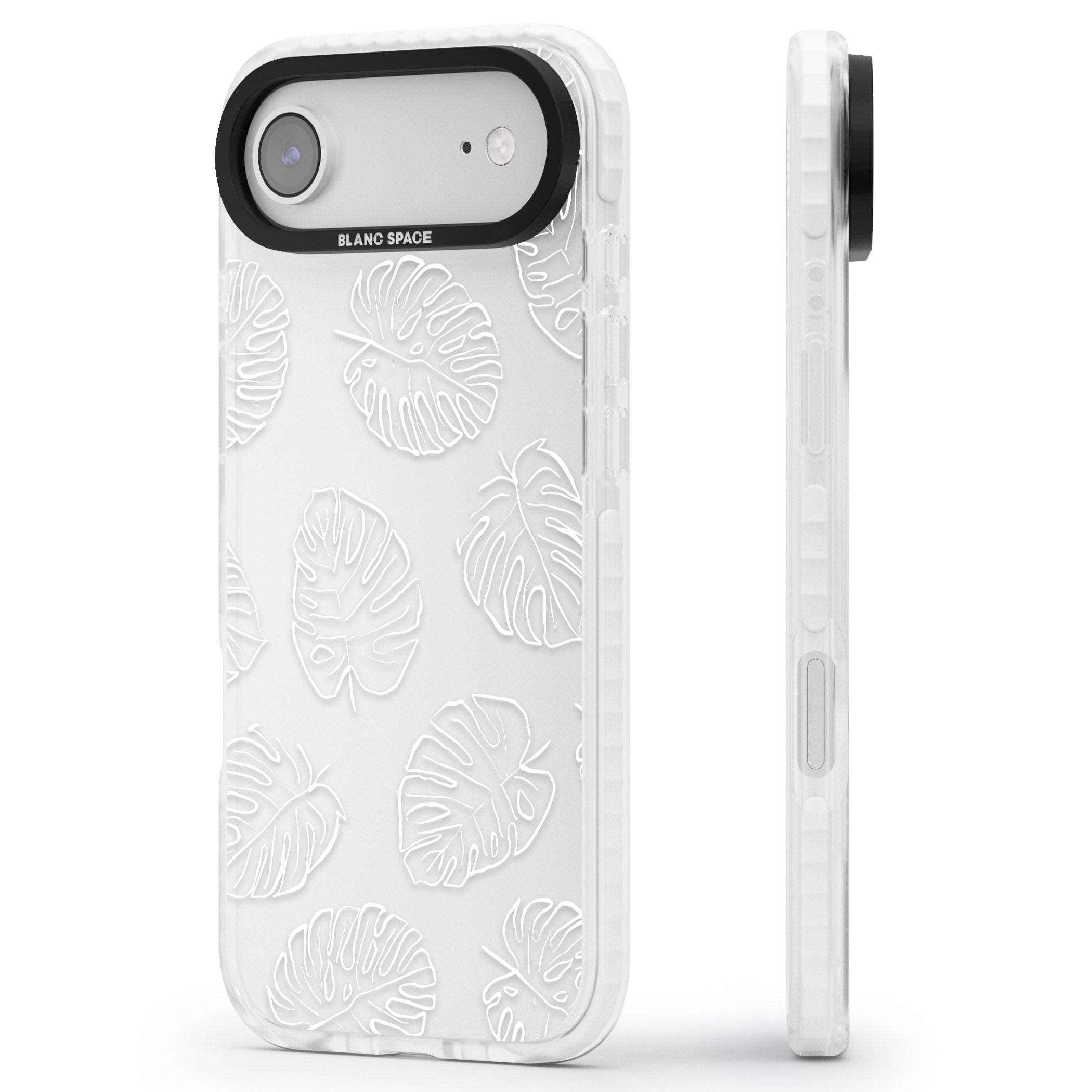Monstera Outline iPhone 17 Air Impact Clear Phone Case Side Profile