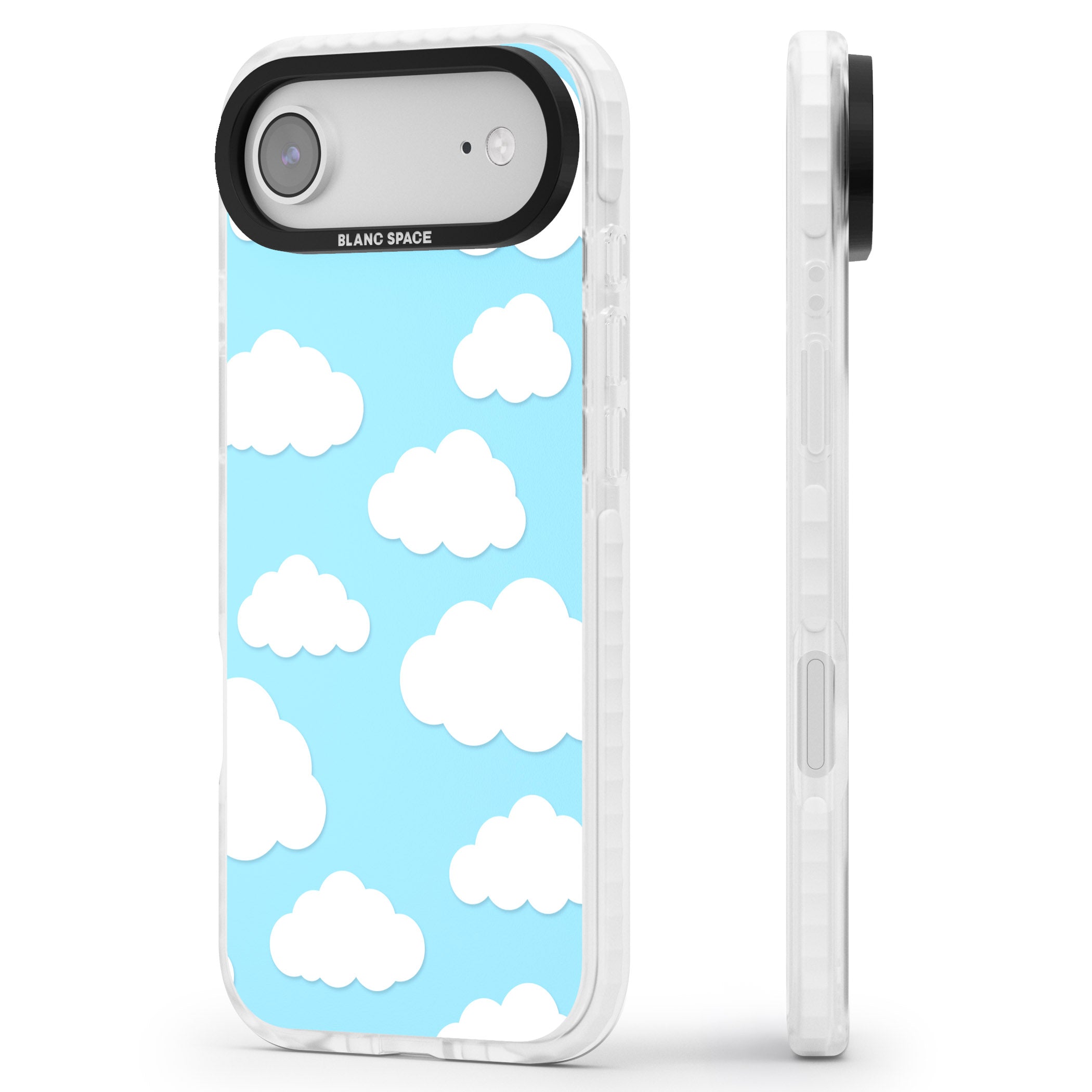 Blue Sky & Clouds Pattern iPhone 17 Air Impact Clear Phone Case Side Profile