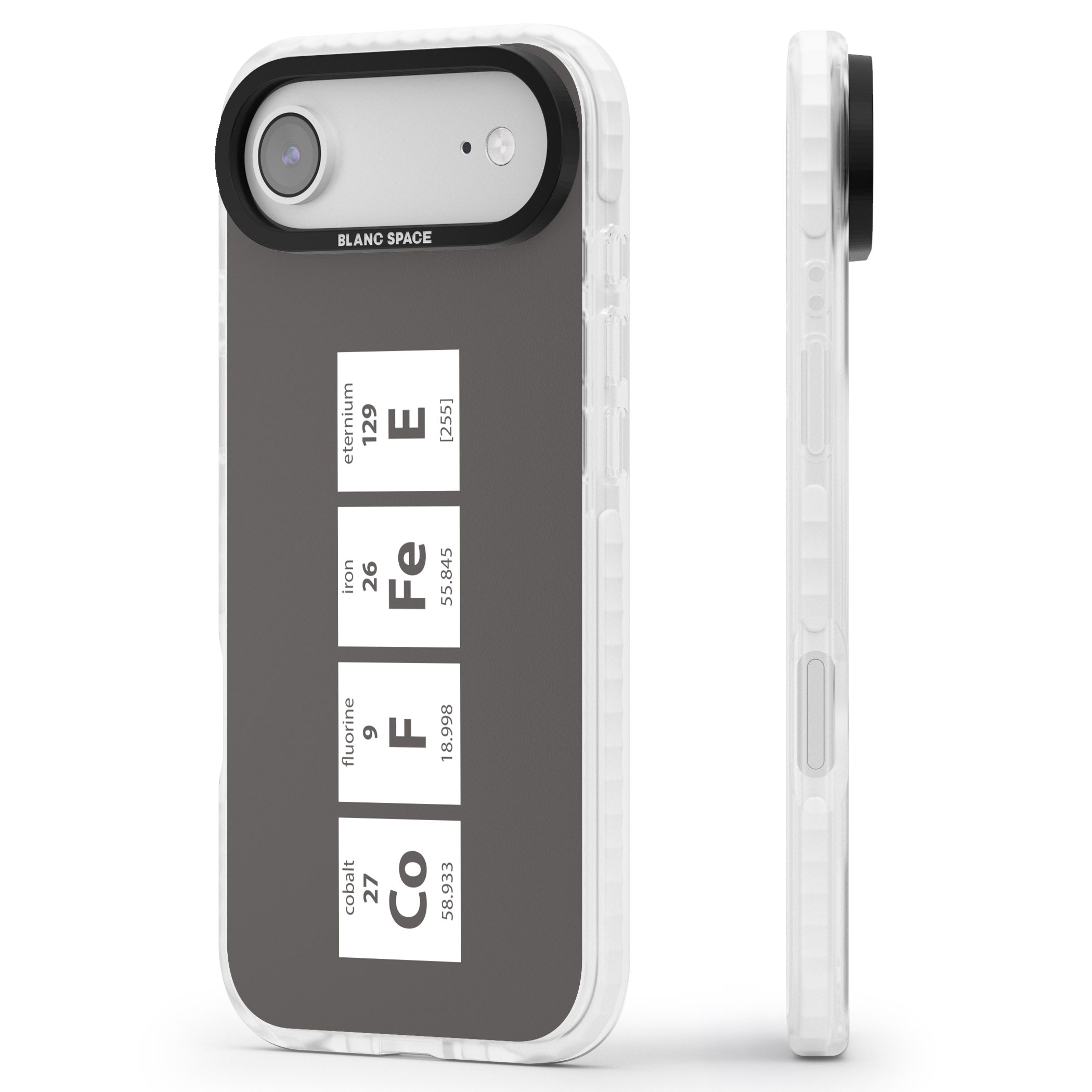 Coffee Element (Grey) iPhone 17 Air Impact Clear Phone Case Side Profile