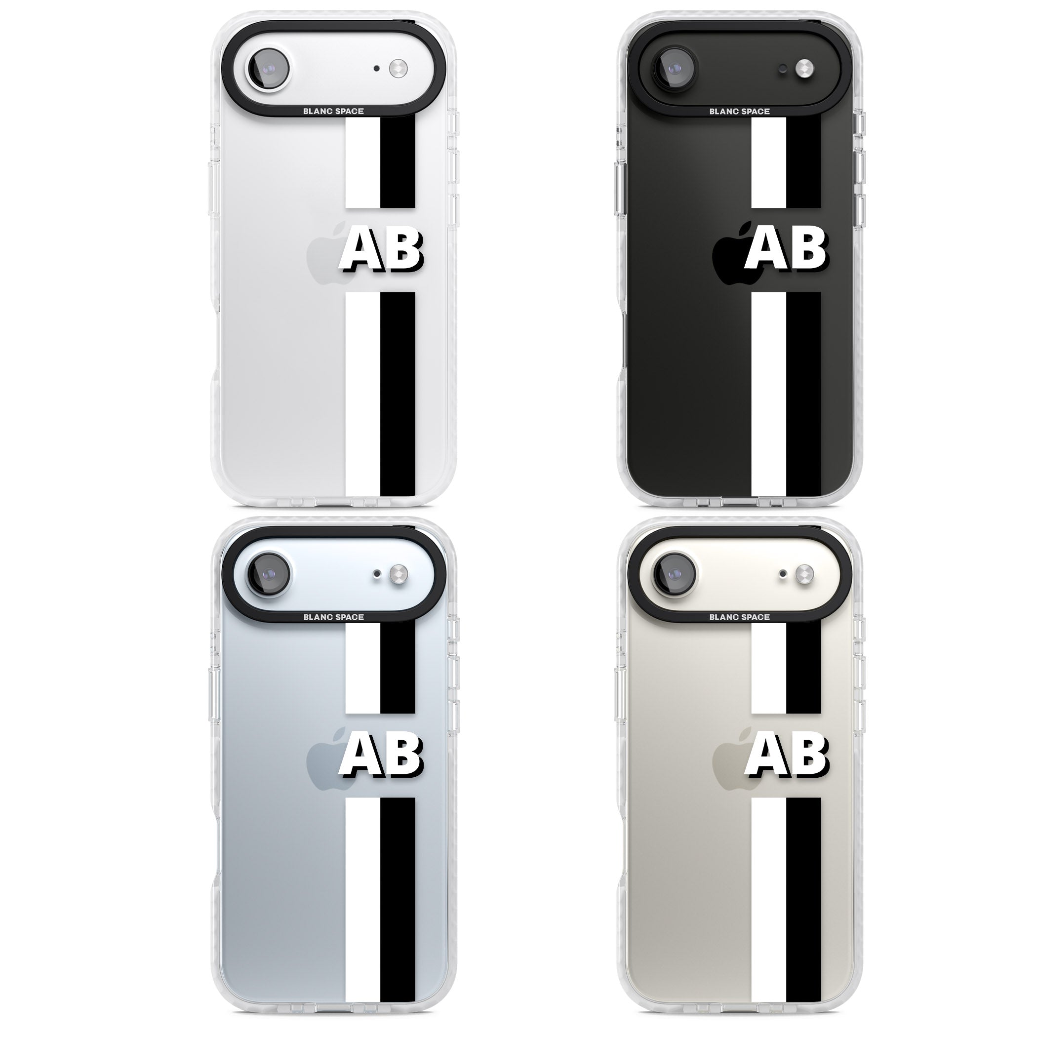 Personalised Bold Two Stripe Name iPhone 17 Air Impact Clear Phone Case APT Impact Protection