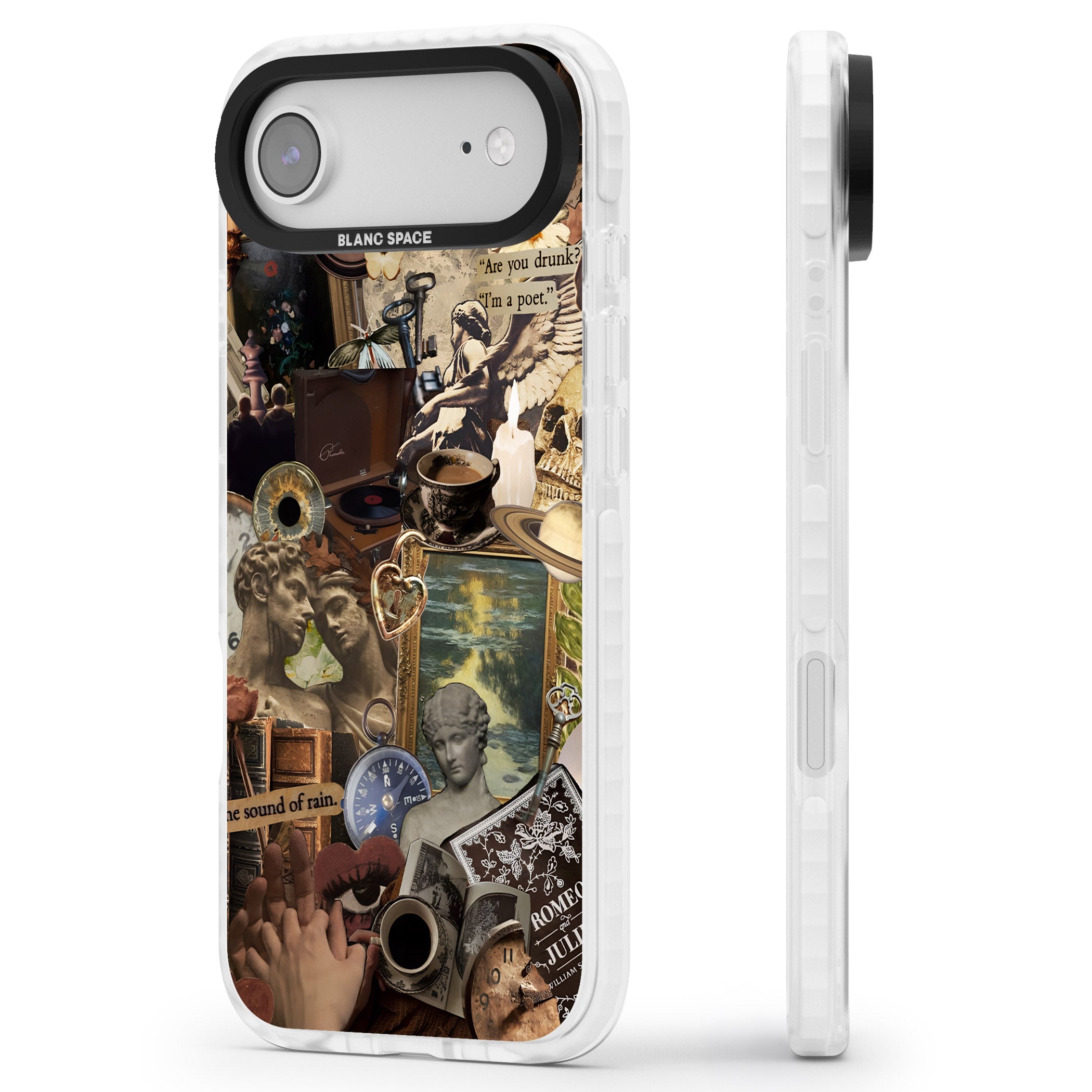 Vintage Academia Collage iPhone 17 Air Impact Clear Phone Case Side Profile