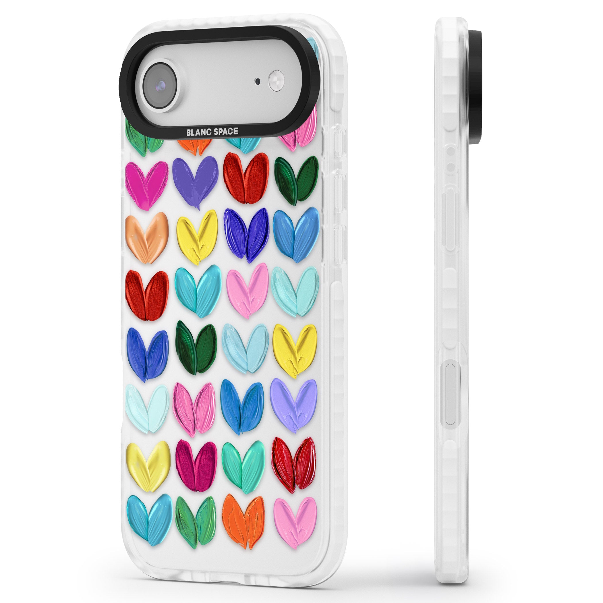 Oil Painted Hearts iPhone 17 Air Impact Clear Phone Case Side Profile