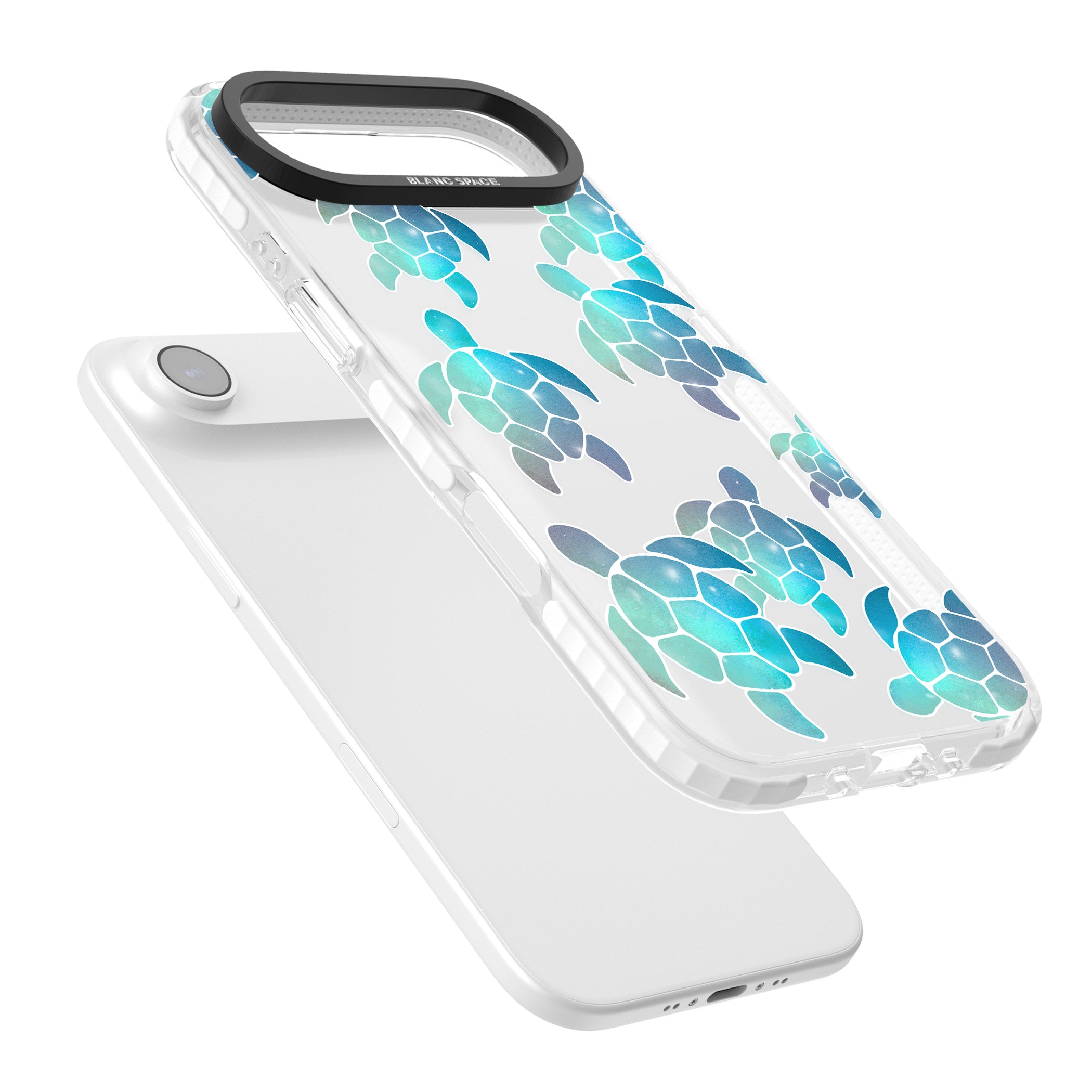 Aqua Space Turtles iPhone 17 Air Impact Clear Phone Case Colours