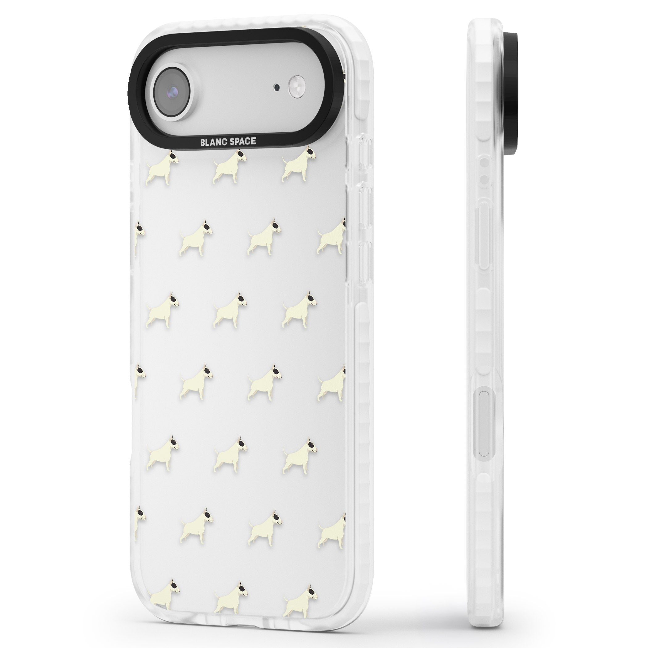 Bull Terrier Pattern iPhone 17 Air Impact Clear Phone Case Side Profile
