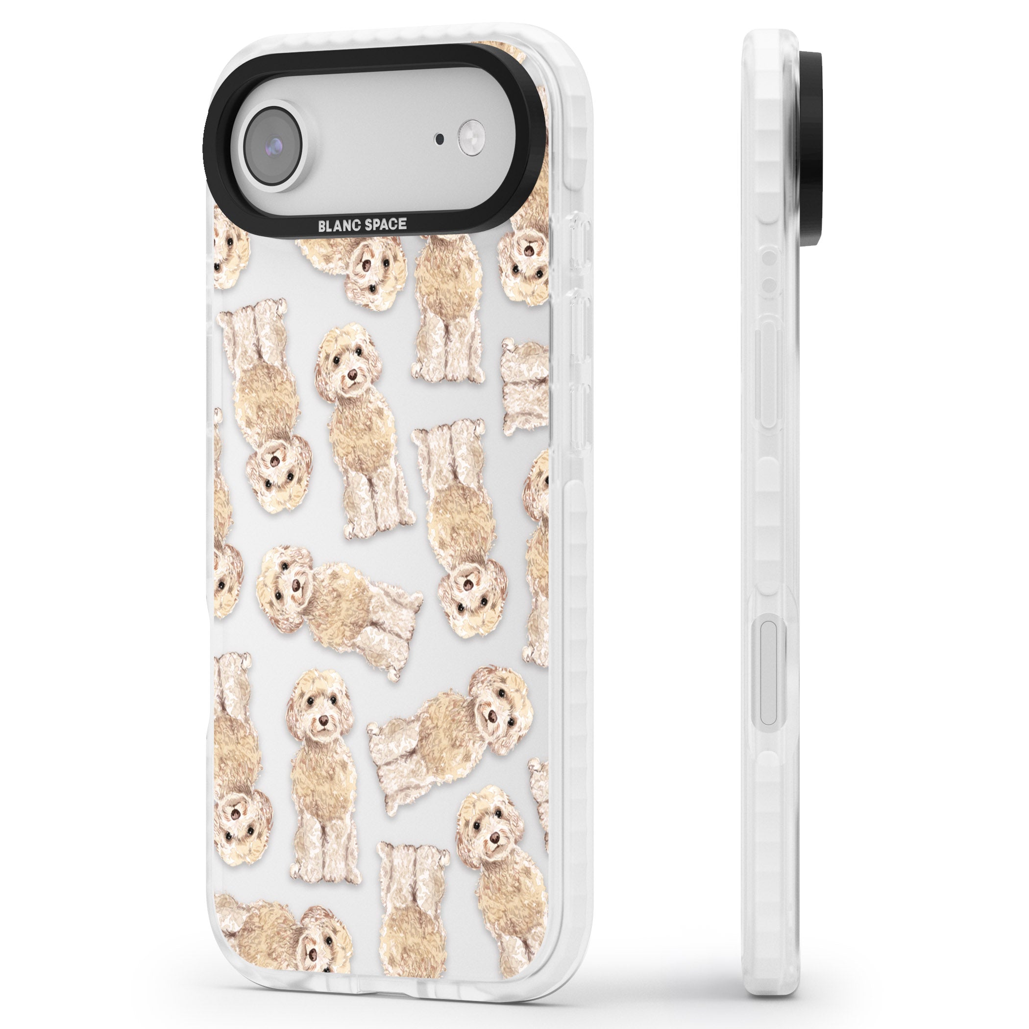Cockapoo Patterned iPhone 17 Air Impact Clear Phone Case Side Profile