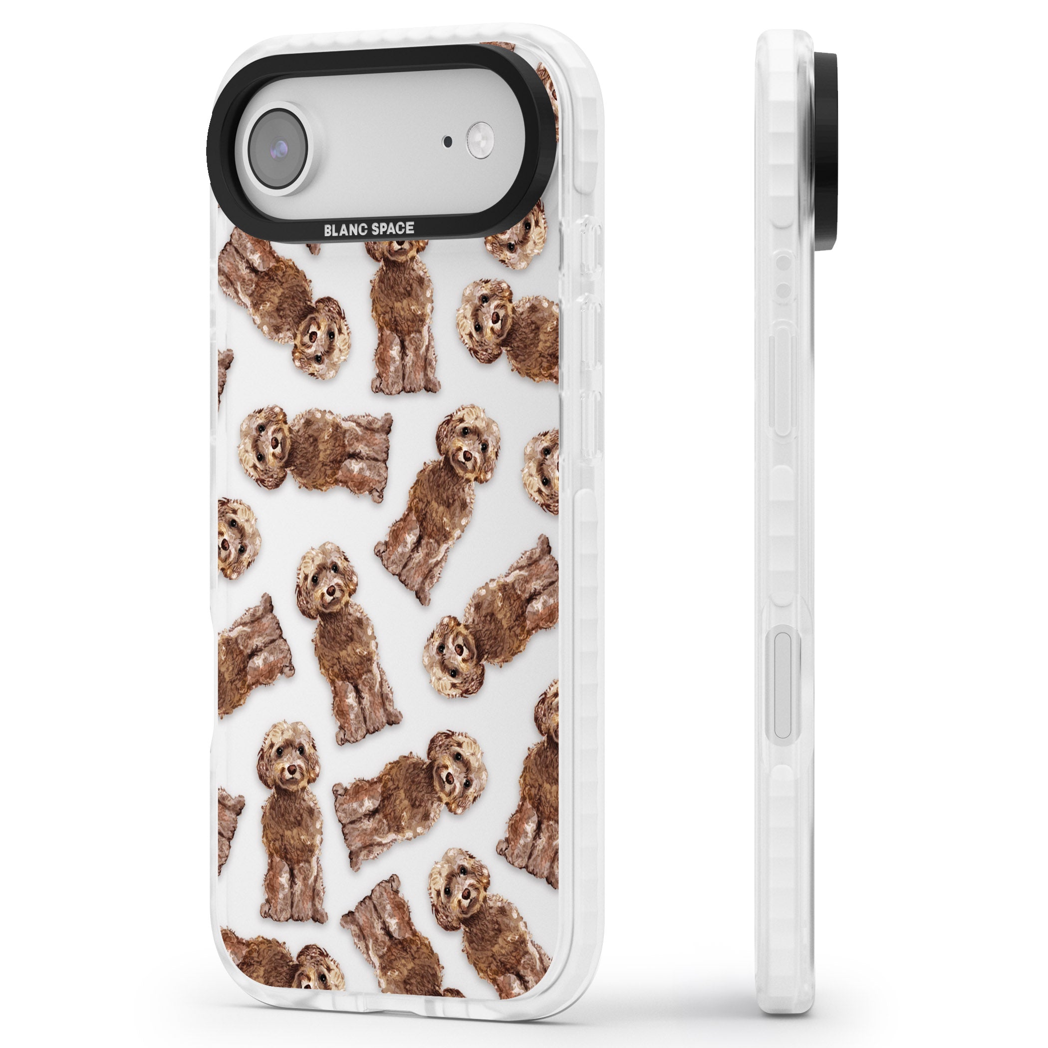 Brown Dog Pattern iPhone 17 Air Impact Clear Phone Case Side Profile