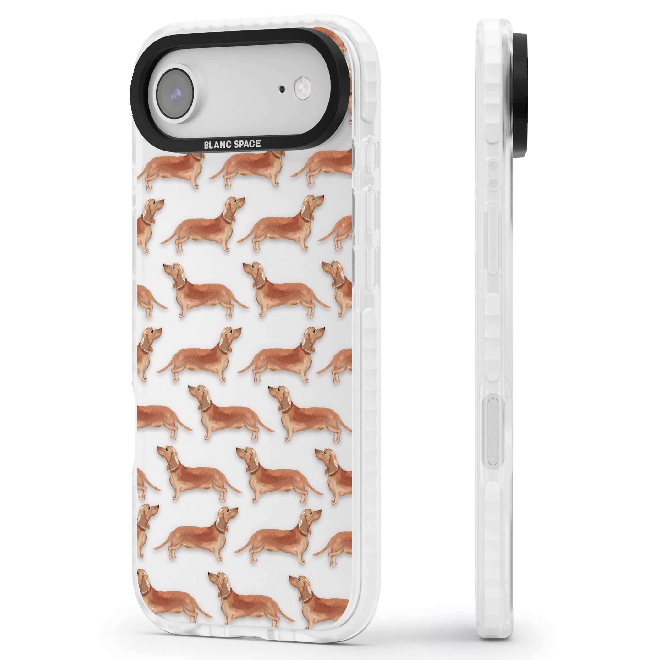 Dachshund Watercolor Dog Pattern iPhone 17 Air Impact Clear Phone Case Side Profile