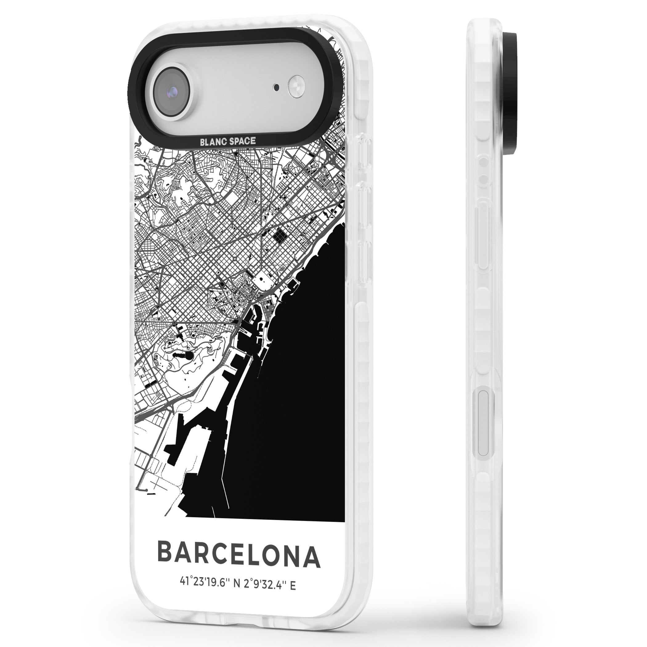 Barcelona Map iPhone 17 Air Impact Clear Phone Case Side Profile