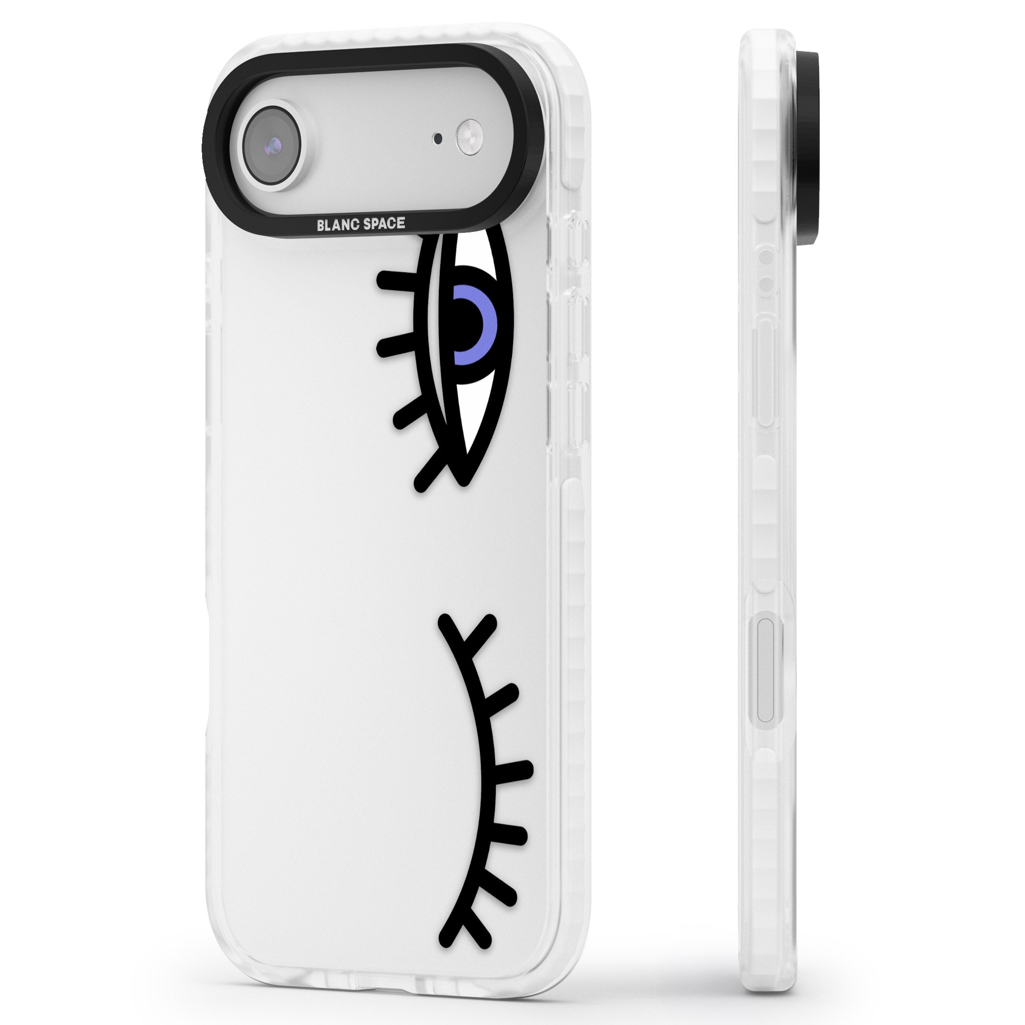 Winking Eyes Transparent Pattern iPhone 17 Air Impact Clear Phone Case Side Profile