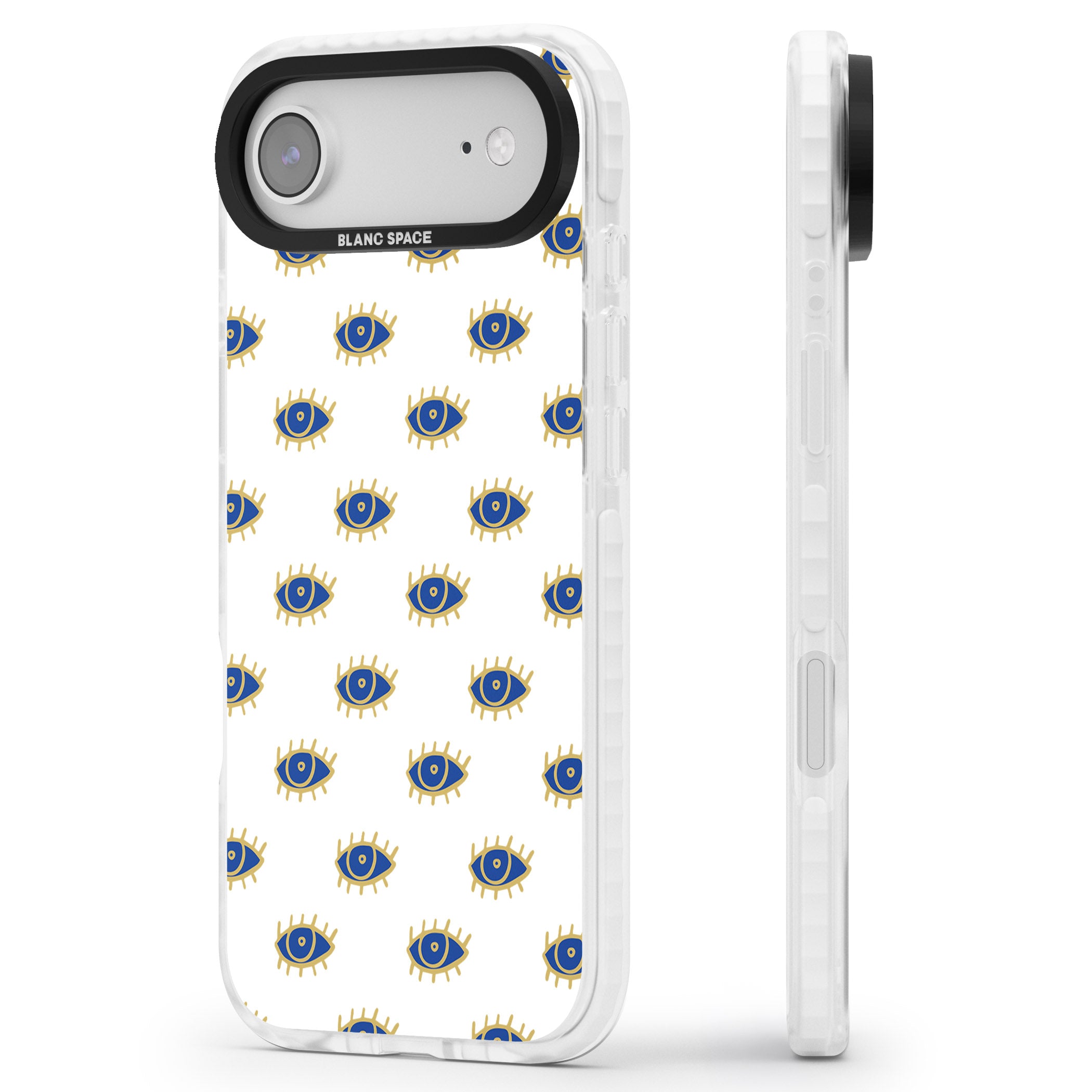 Gold Eye Pattern iPhone 17 Air Impact Clear Phone Case Side Profile