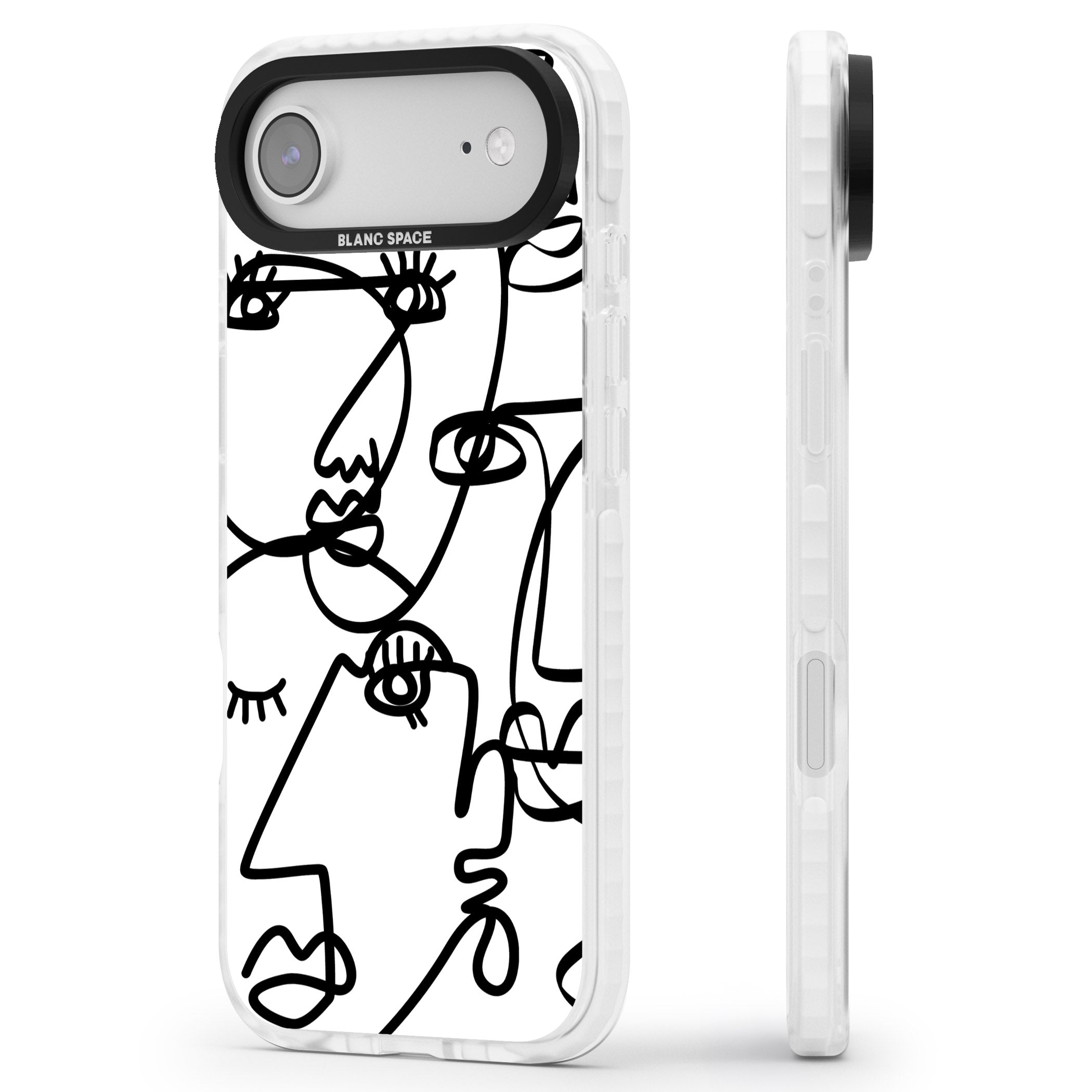 Abstract Line Art Black White iPhone 17 Air Impact Clear Phone Case Side Profile