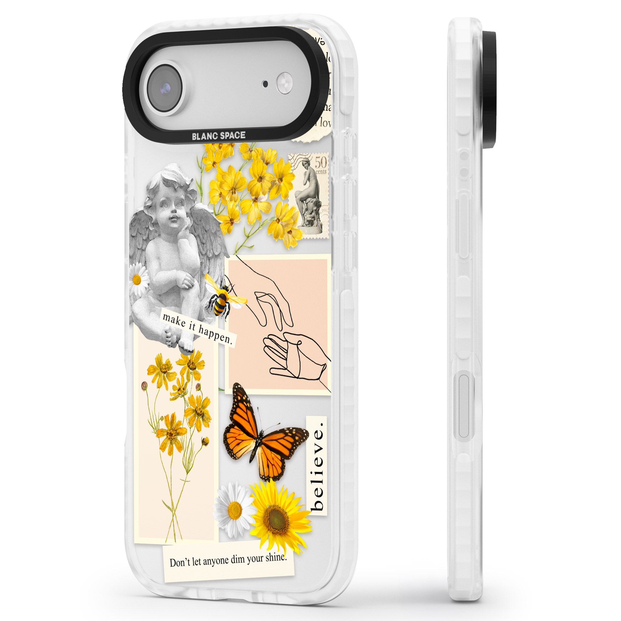Vintage Wildflower Collage iPhone 17 Air Impact Clear Phone Case Side Profile