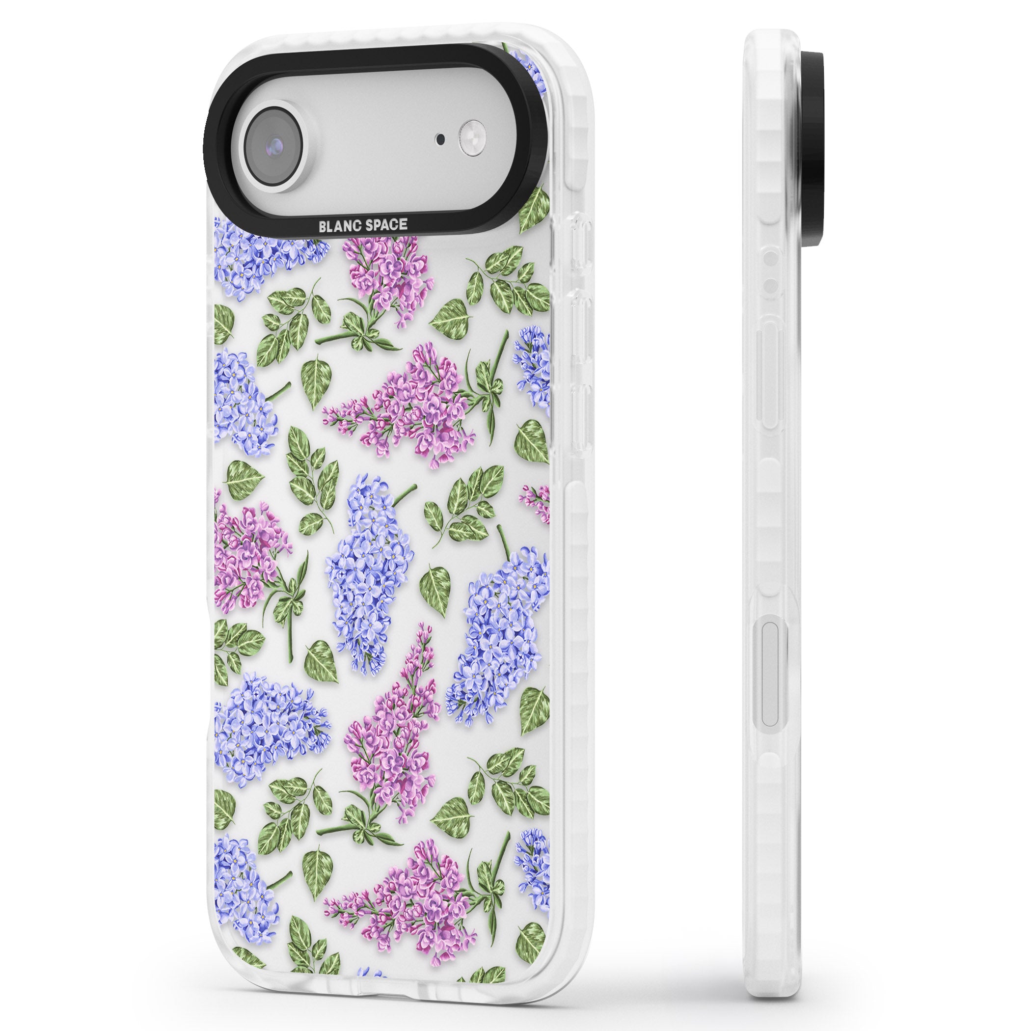 Purple Blossoms Transparent Floral iPhone 17 Air Impact Clear Phone Case Side Profile