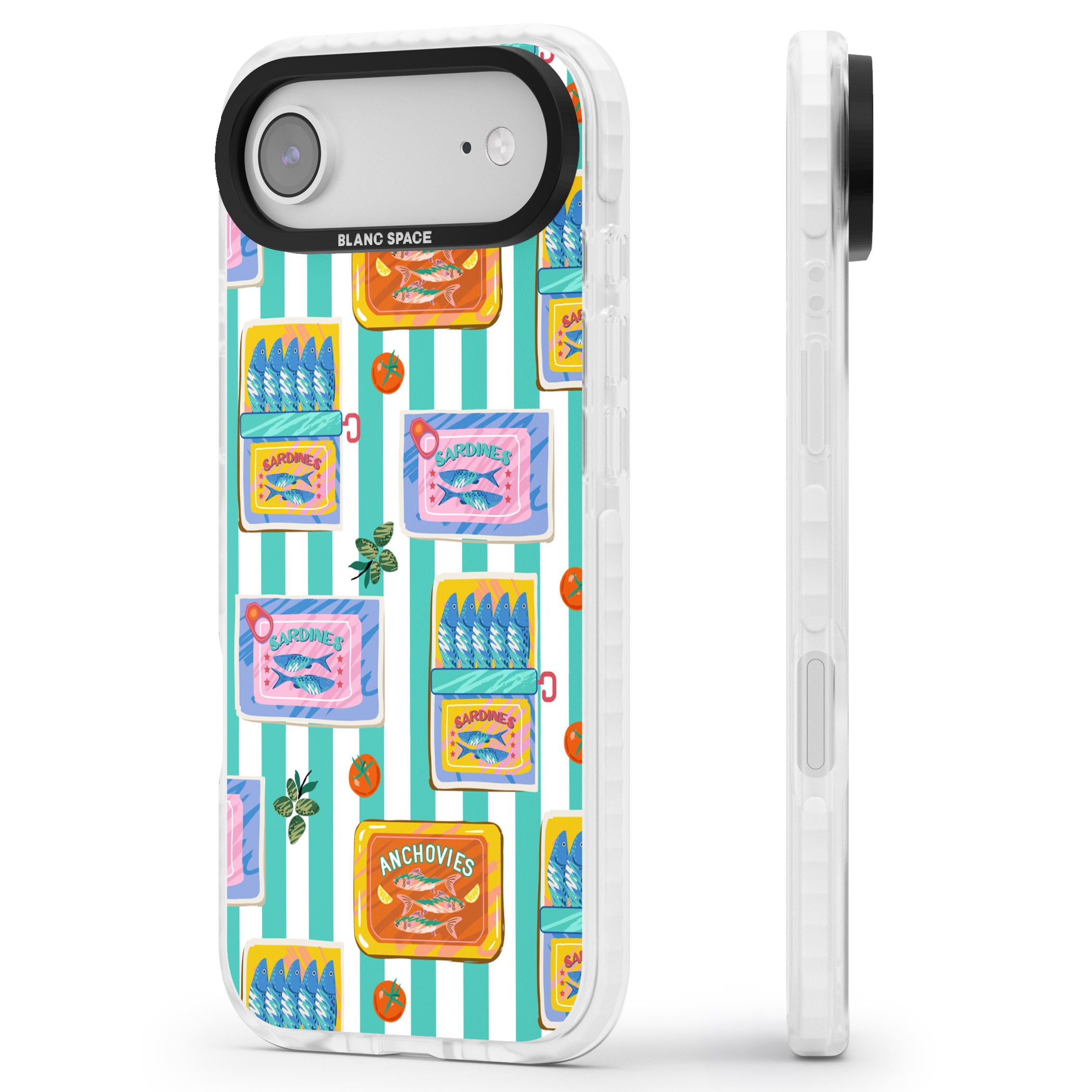 Sardine & Anchovy Stripes iPhone 17 Air Impact Clear Phone Case Side Profile