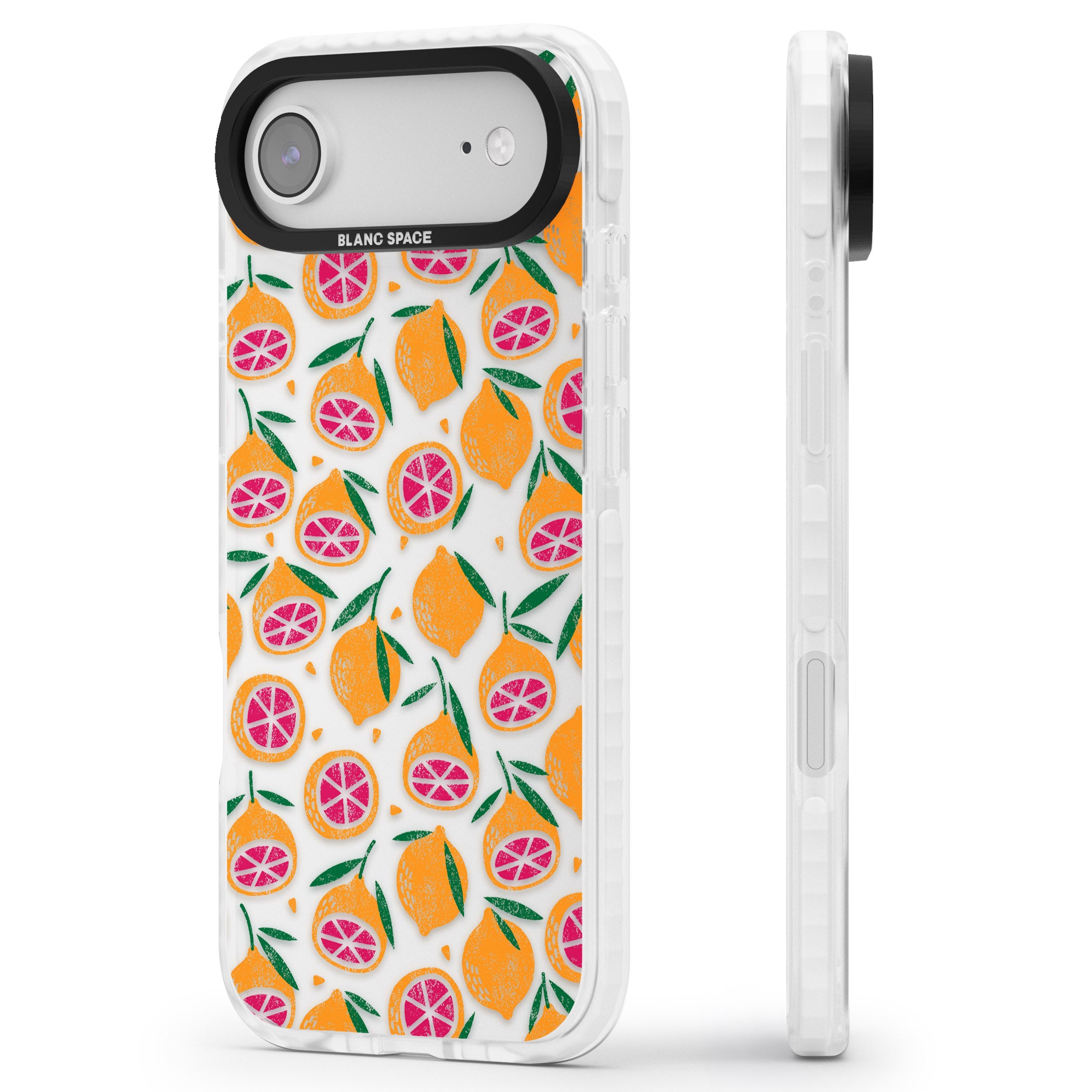 Blood Orange Fruit Pattern Transparent iPhone 17 Air Impact Clear Phone Case Side Profile