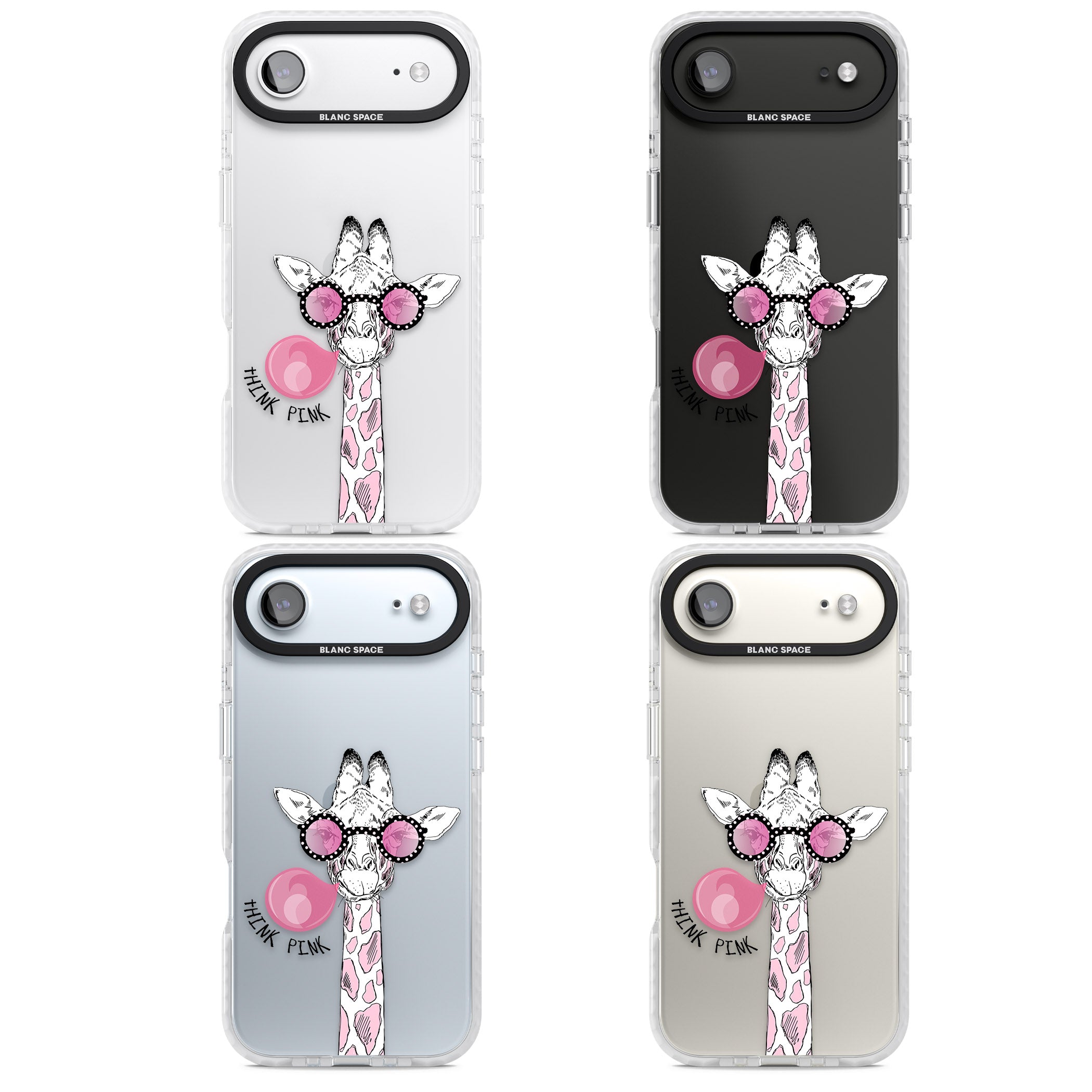 Think Pink Giraffe iPhone 17 Air Impact Clear Phone Case APT Impact Protection