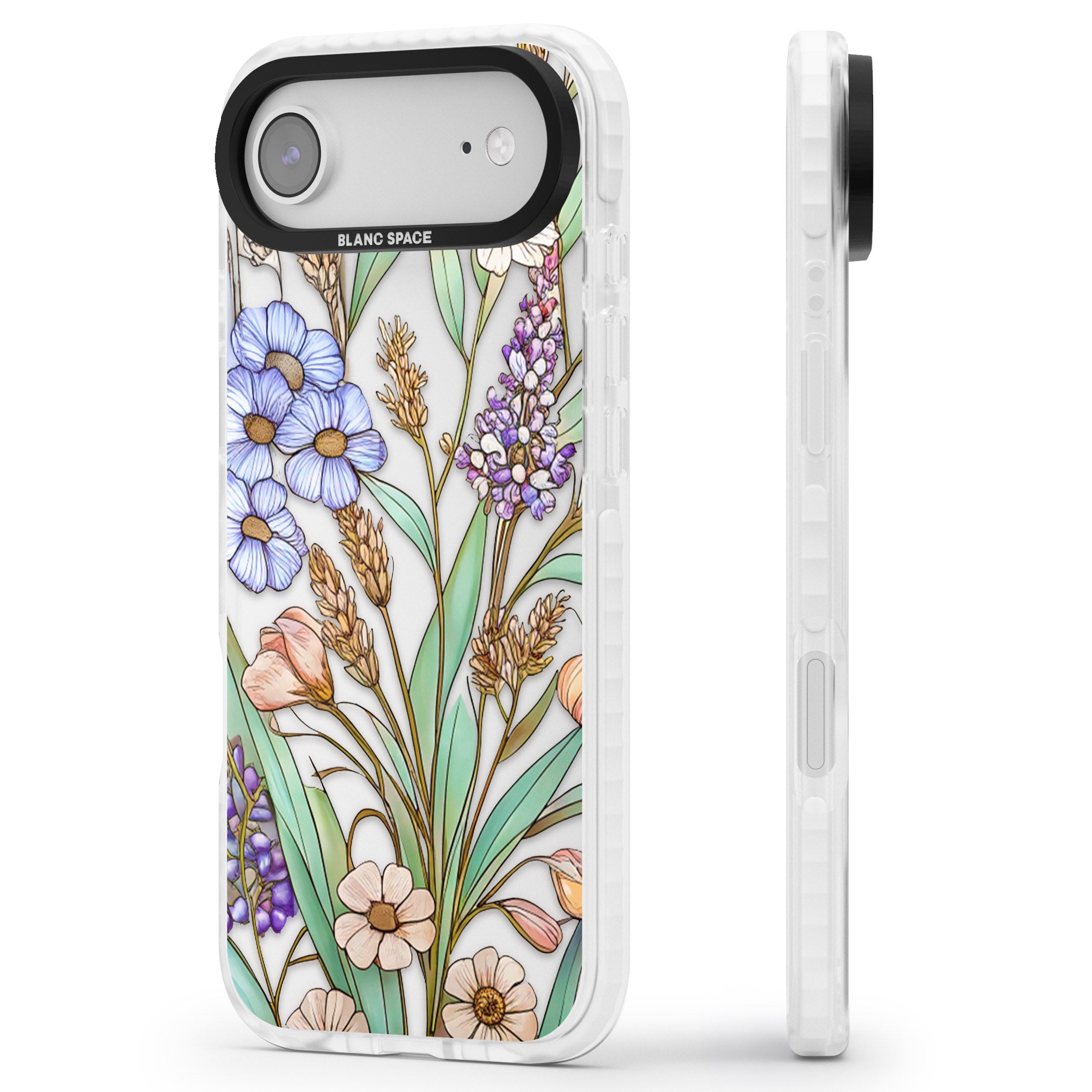Glass Lavenders & Daisies iPhone 17 Air Impact Clear Phone Case Side Profile