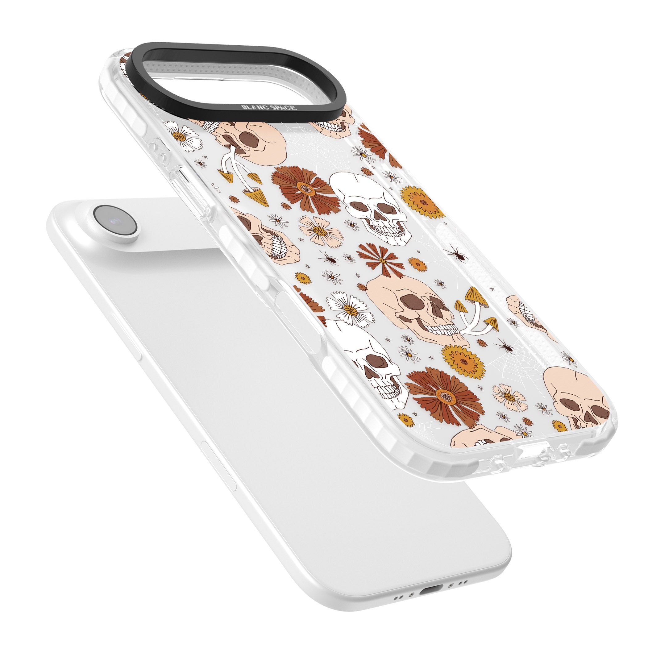 Halloween Skulls And Flowers iPhone 17 Air Impact Clear Phone Case Colours