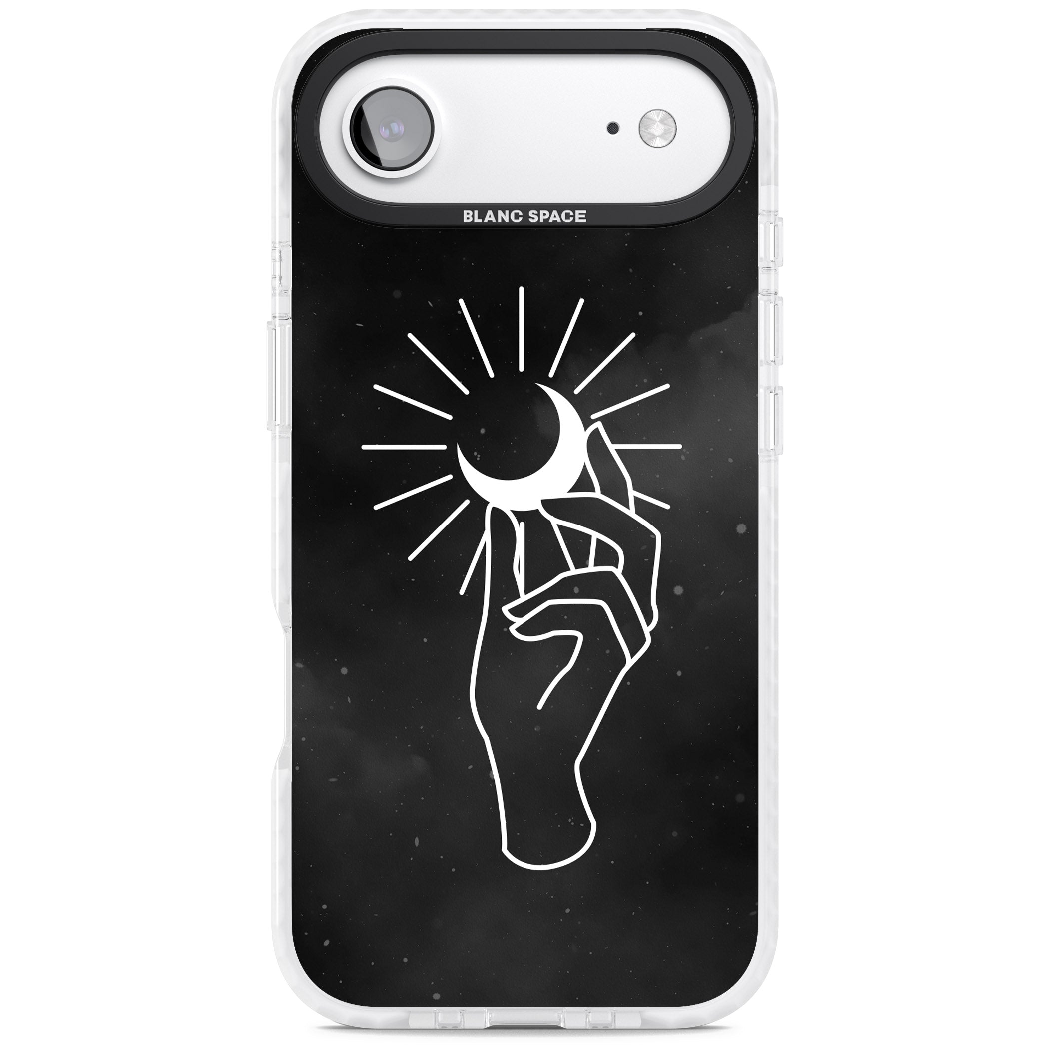 Hand Holding Celestial Moon iPhone 17 Air Impact Clear Phone Case