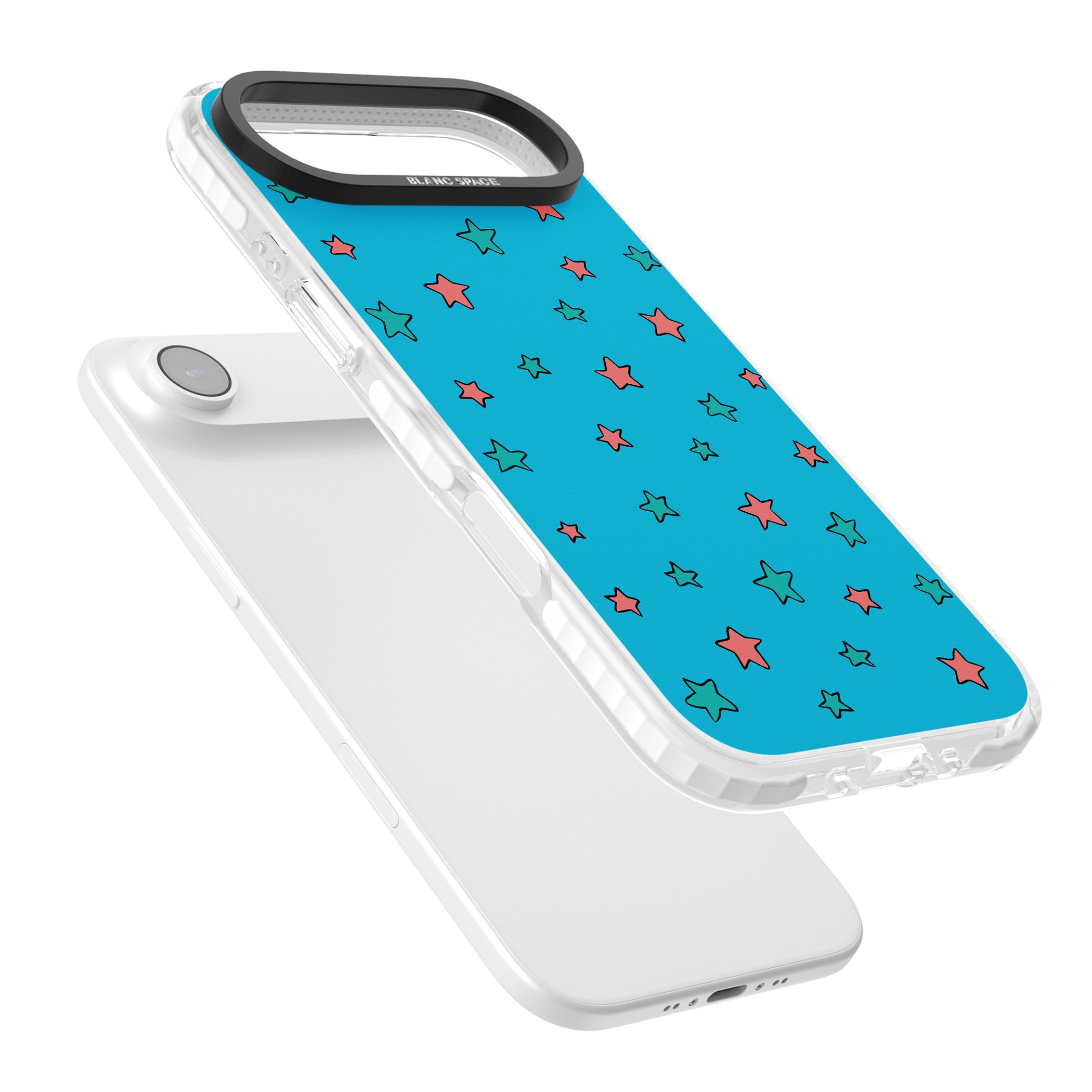 Blue Heartstopper Stars Pattern iPhone 17 Air Impact Clear Phone Case Colours