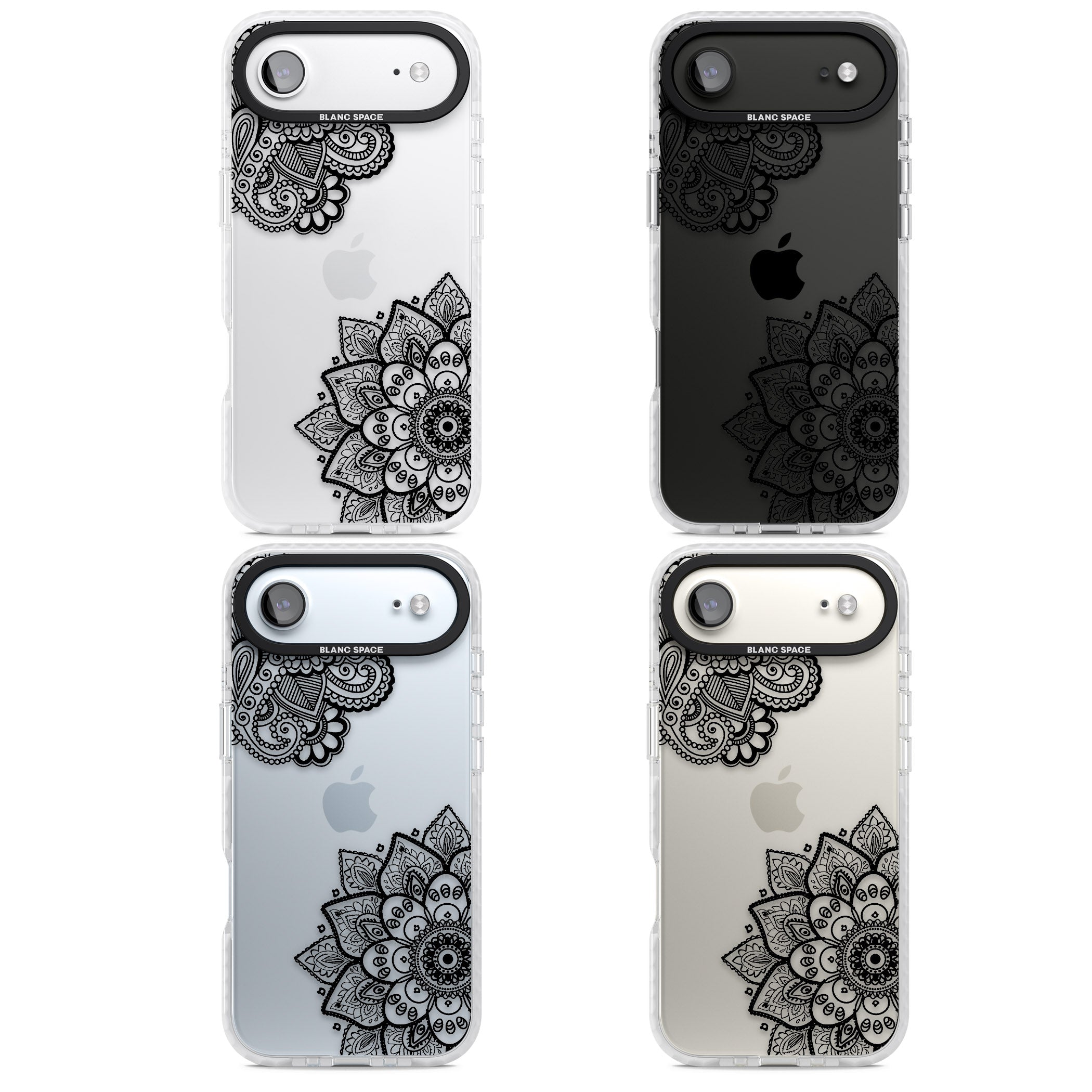 Black Henna Florals iPhone 17 Air Impact Clear Phone Case APT Impact Protection