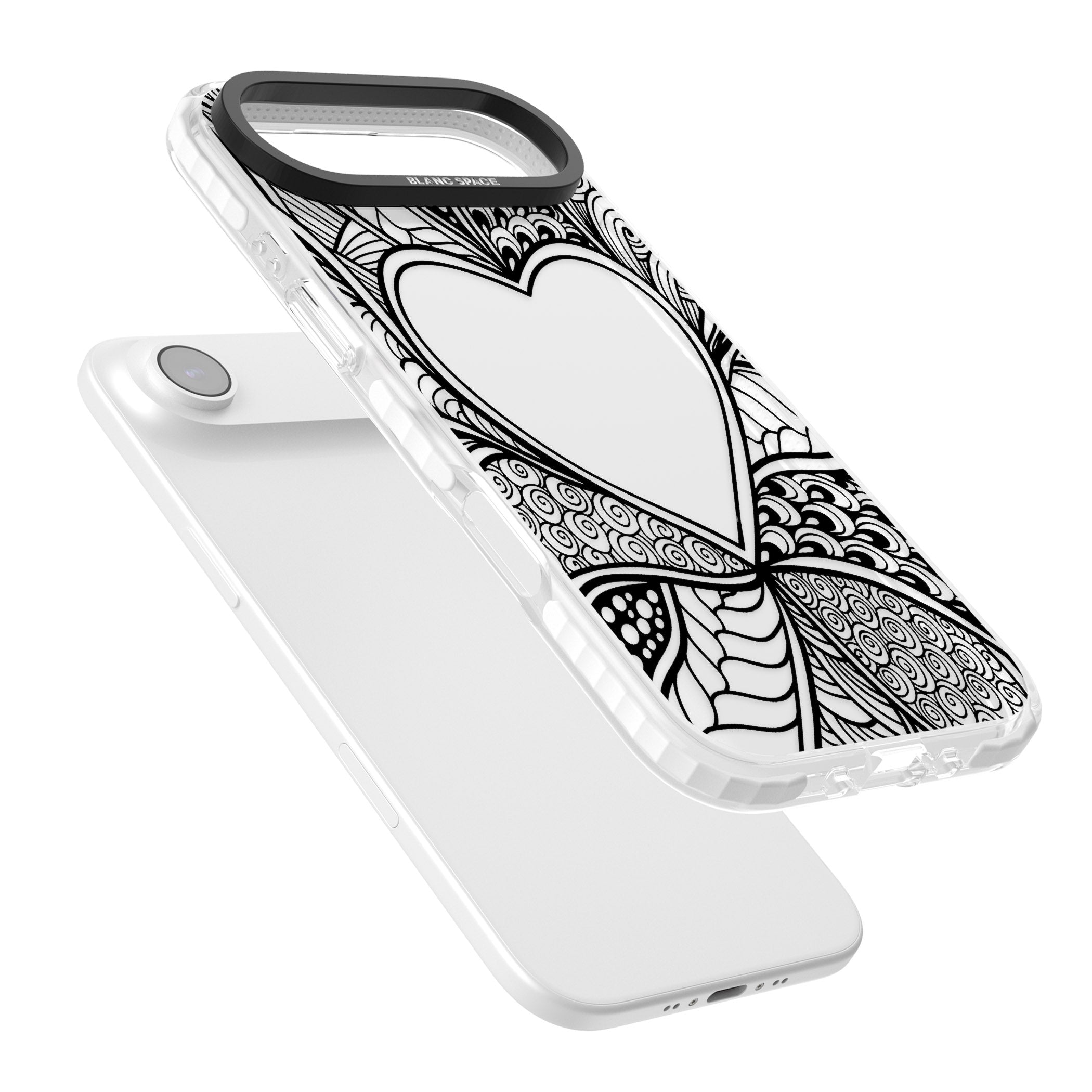 Black Henna Heart iPhone 17 Air Impact Clear Phone Case Colours