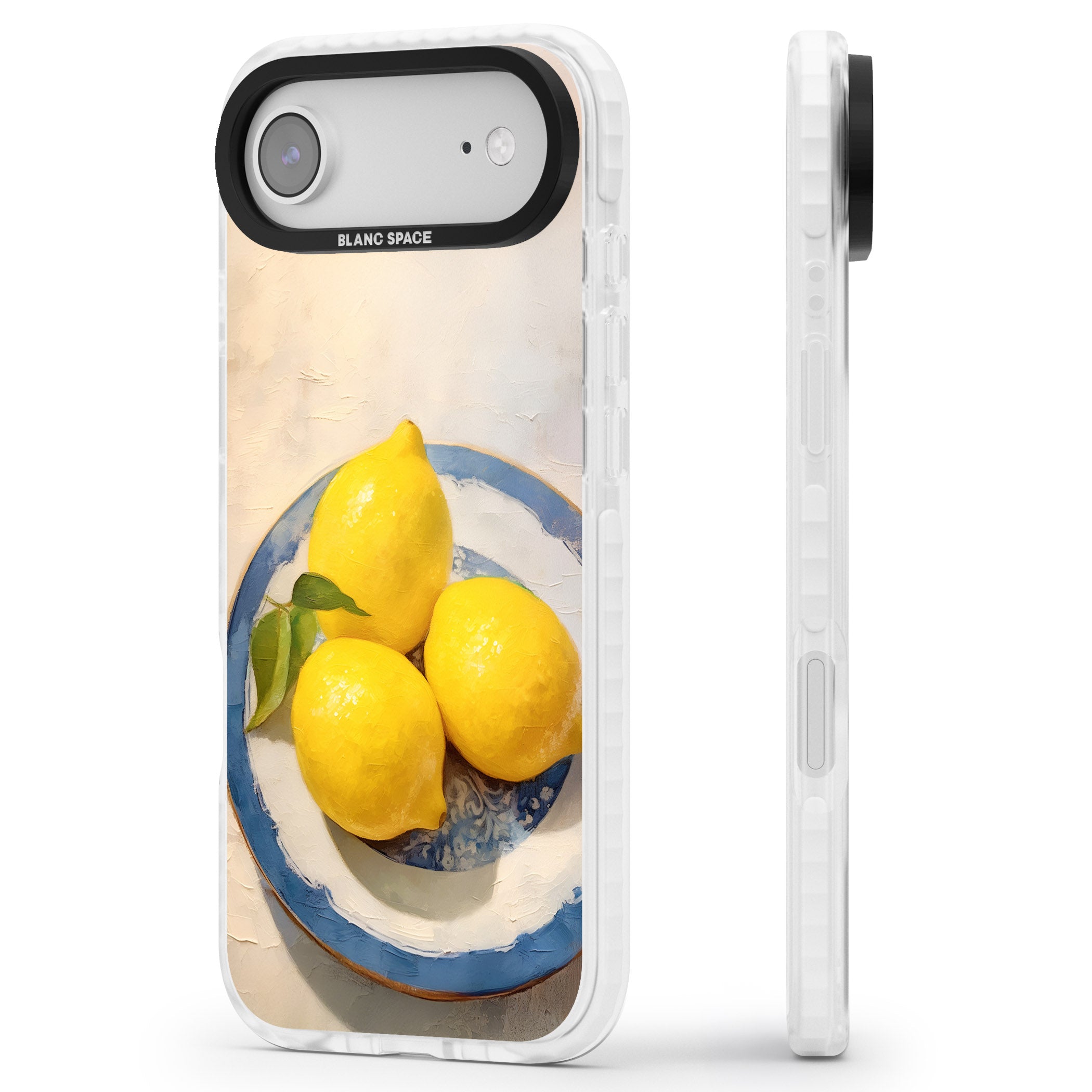 Lemons on Porcelain iPhone 17 Air Impact Clear Phone Case Side Profile