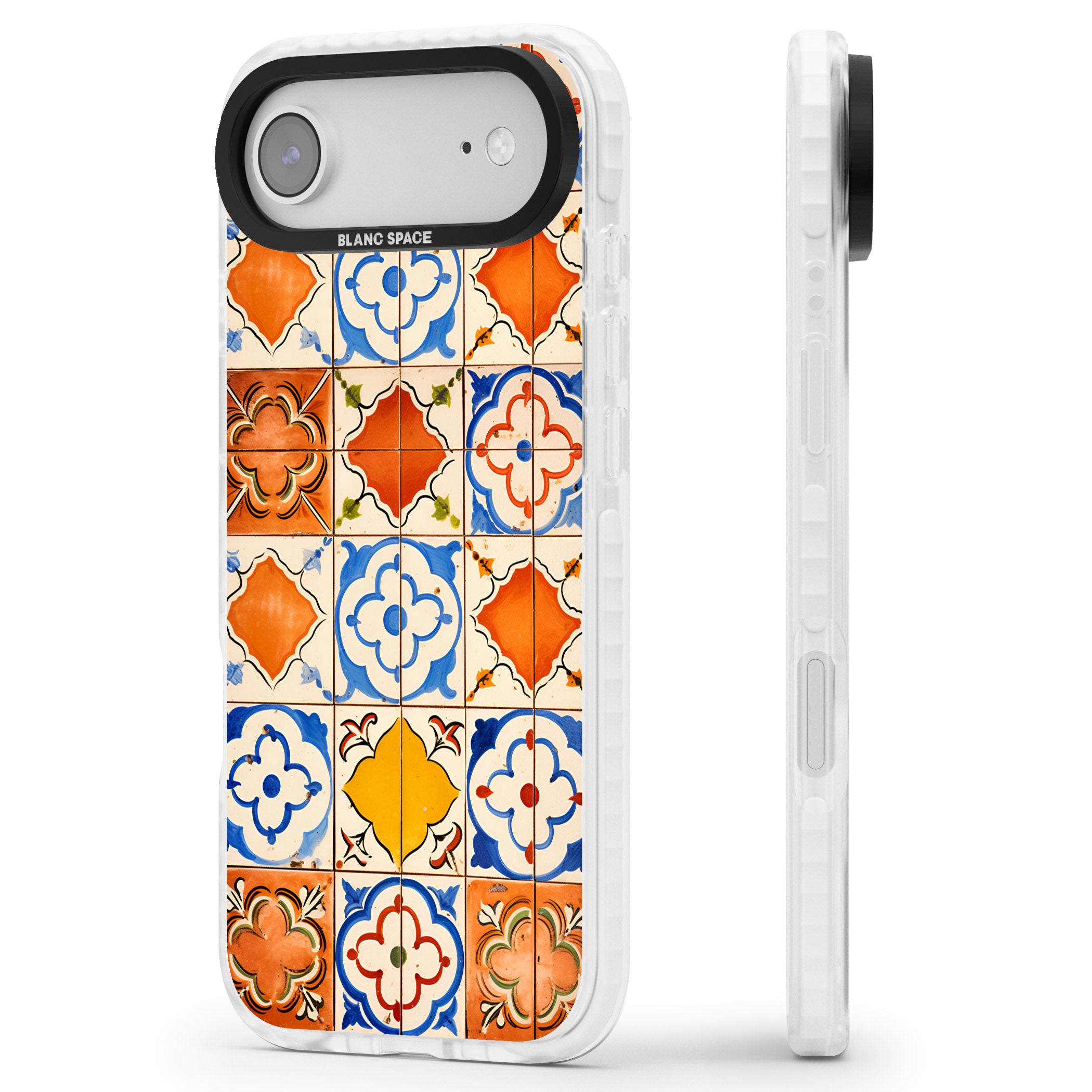 Spanish Mosaic Tiles iPhone 17 Air Impact Clear Phone Case Side Profile