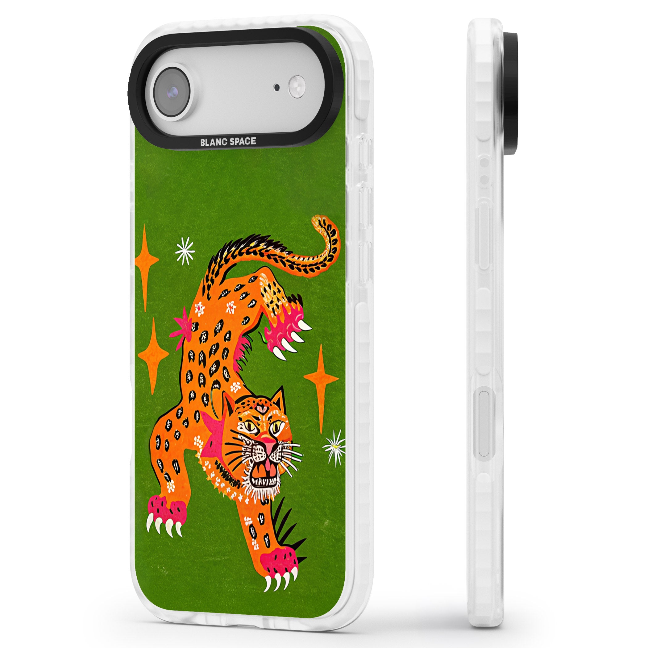Fierce Jaguar iPhone 17 Air Impact Clear Phone Case Side Profile