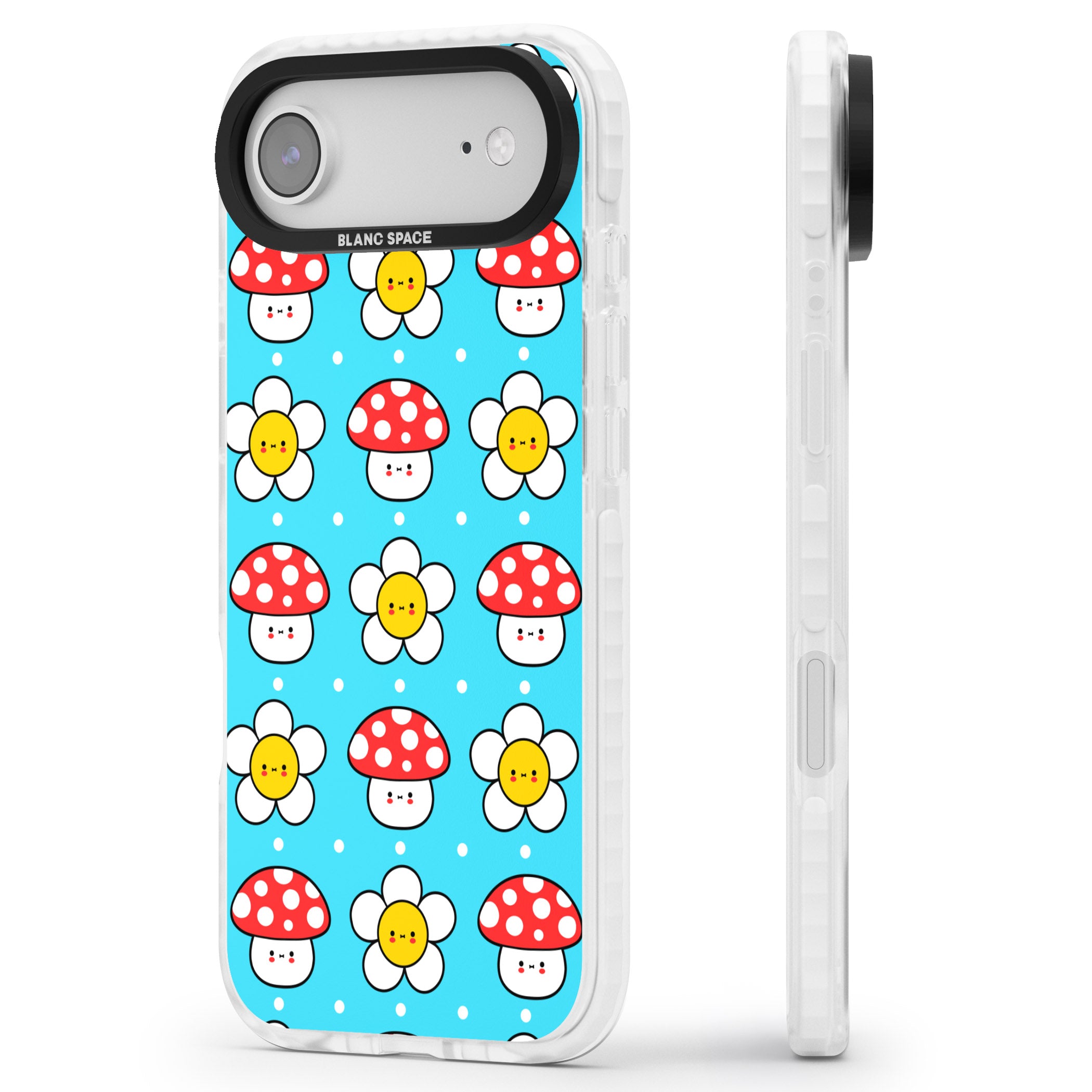 Shroom Bunnies Kawaii Pattern iPhone 17 Air Impact Clear Phone Case Side Profile