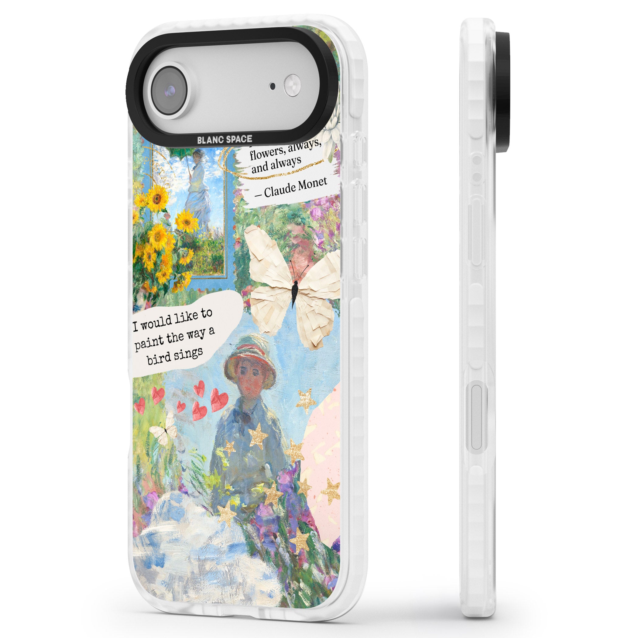 Monet 'Way A Bird Sings' Collage iPhone 17 Air Impact Pro Clear Phone Case Side Profile