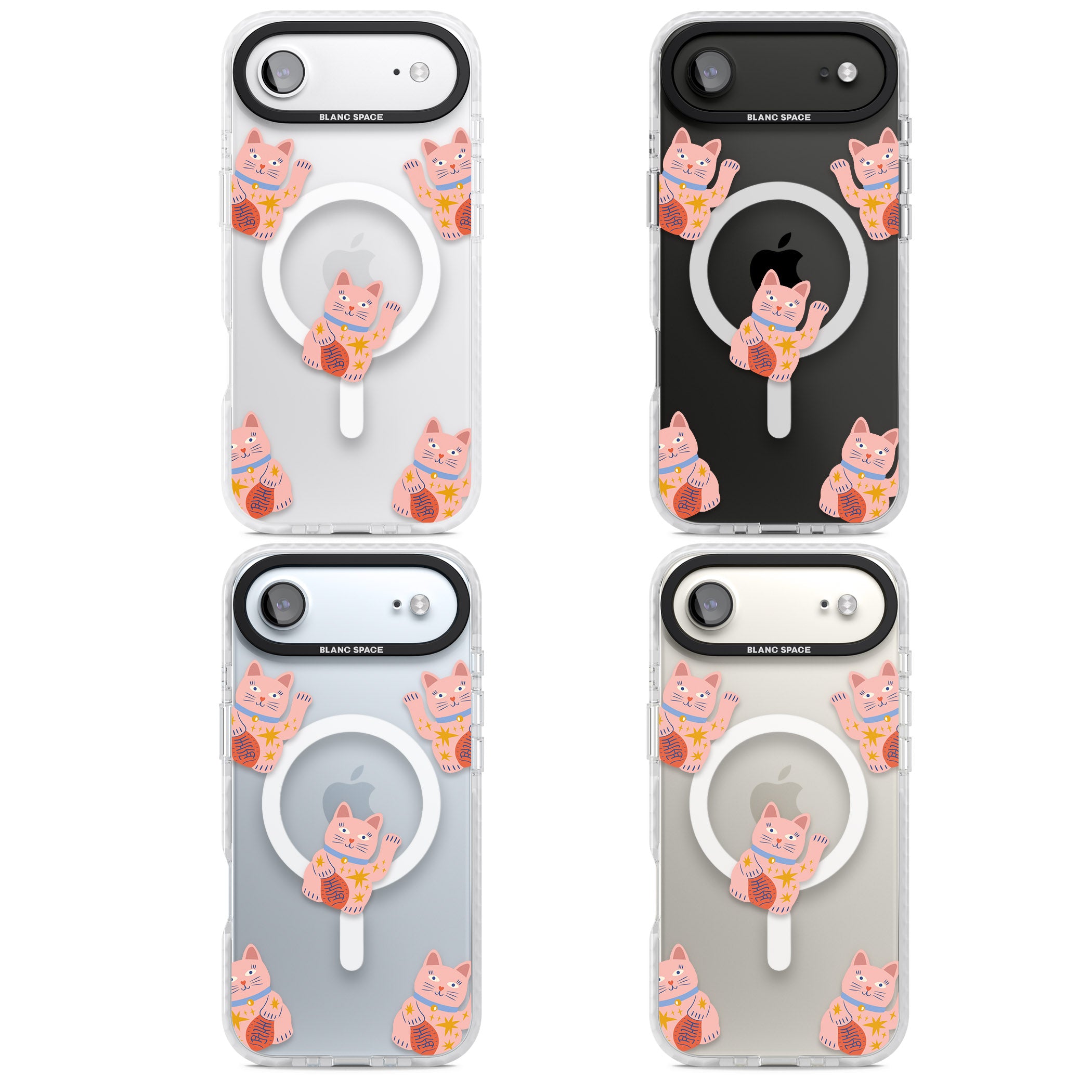 Waving Cat Pattern iPhone 17 Air Impact Pro Clear Phone Case APT Impact Protection