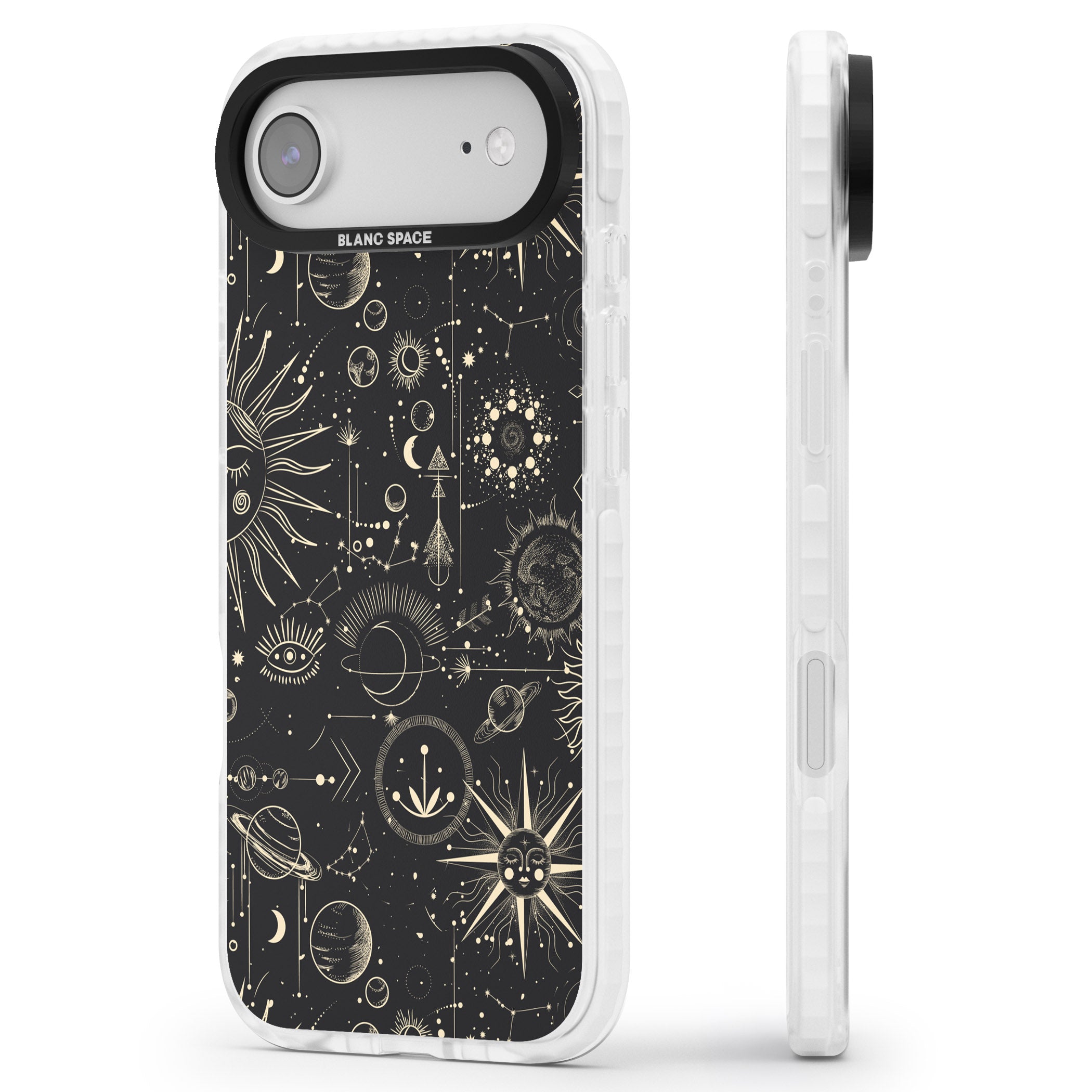 Cosmic Suns And Planets iPhone 17 Air Impact Pro Clear Phone Case Side Profile
