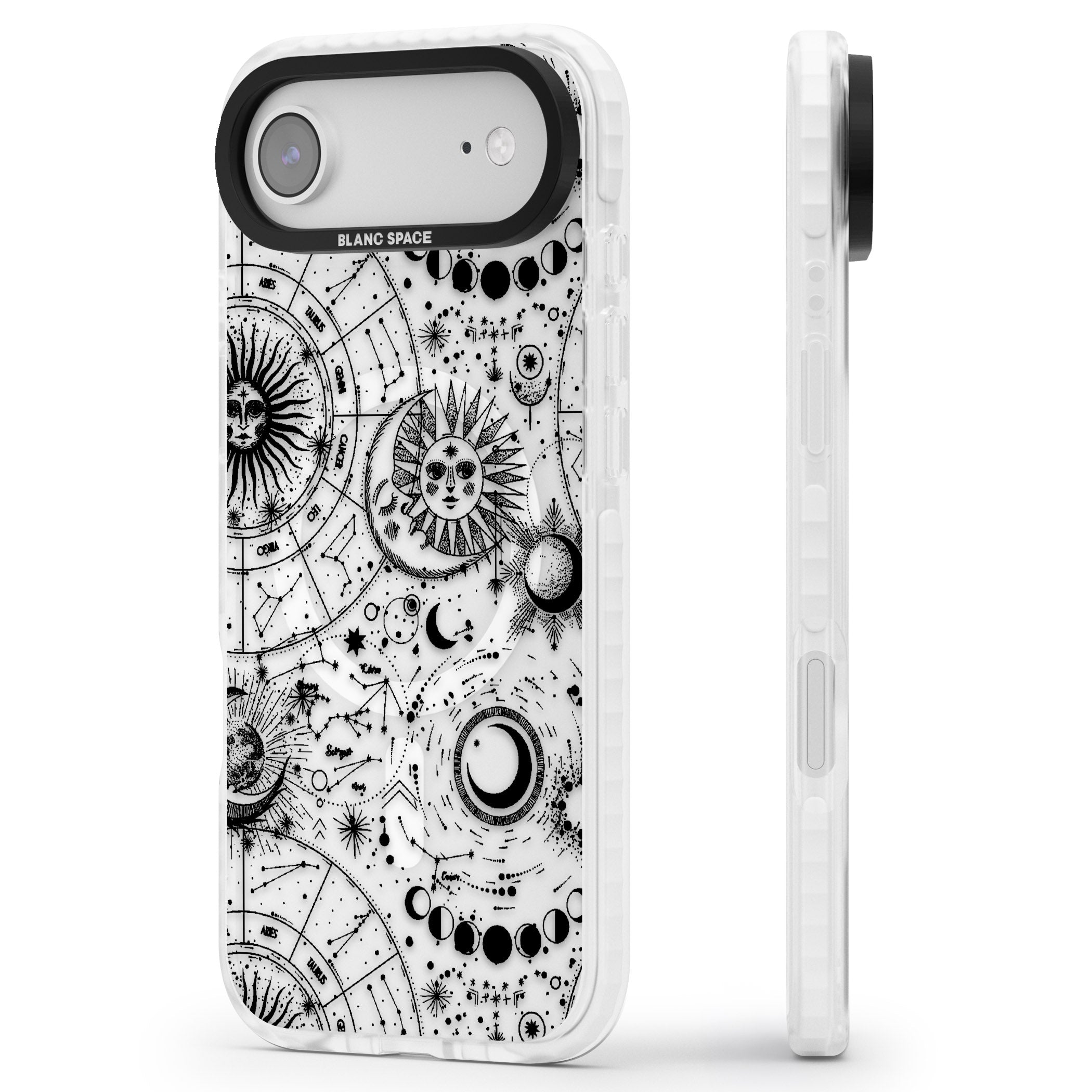 Celestial Zodiac iPhone 17 Air Impact Pro Clear Phone Case Side Profile