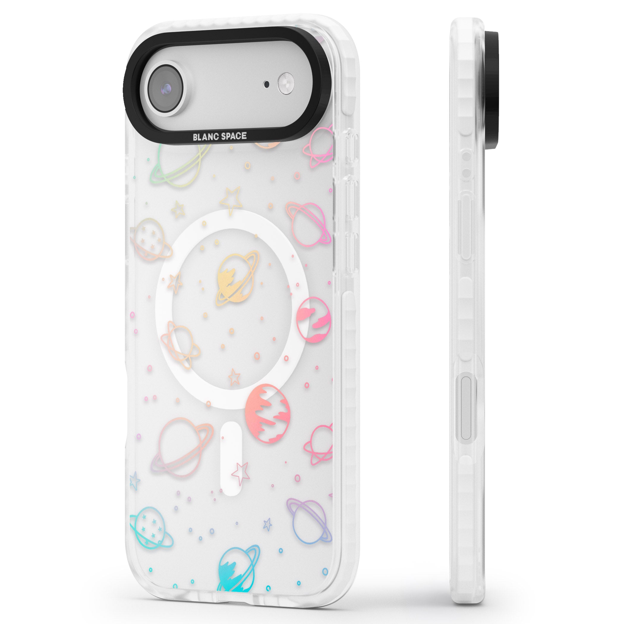 Pastel Space Universe iPhone 17 Air Impact Pro Clear Phone Case Side Profile