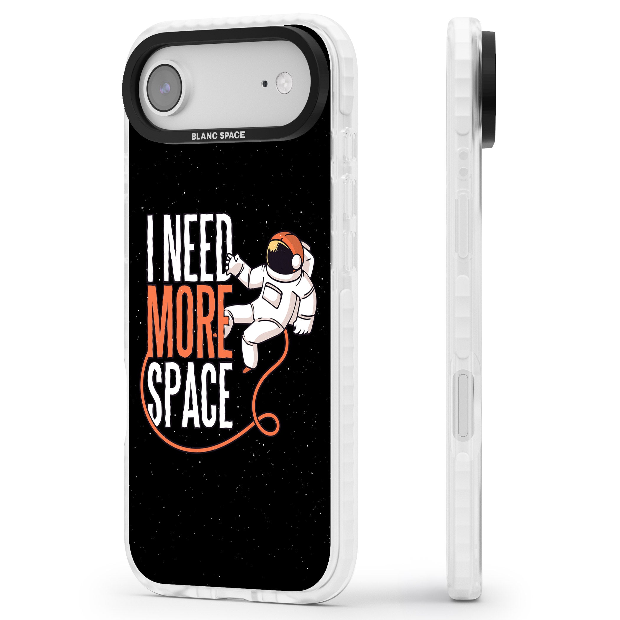 I Need More Space iPhone 17 Air Impact Pro Clear Phone Case Side Profile