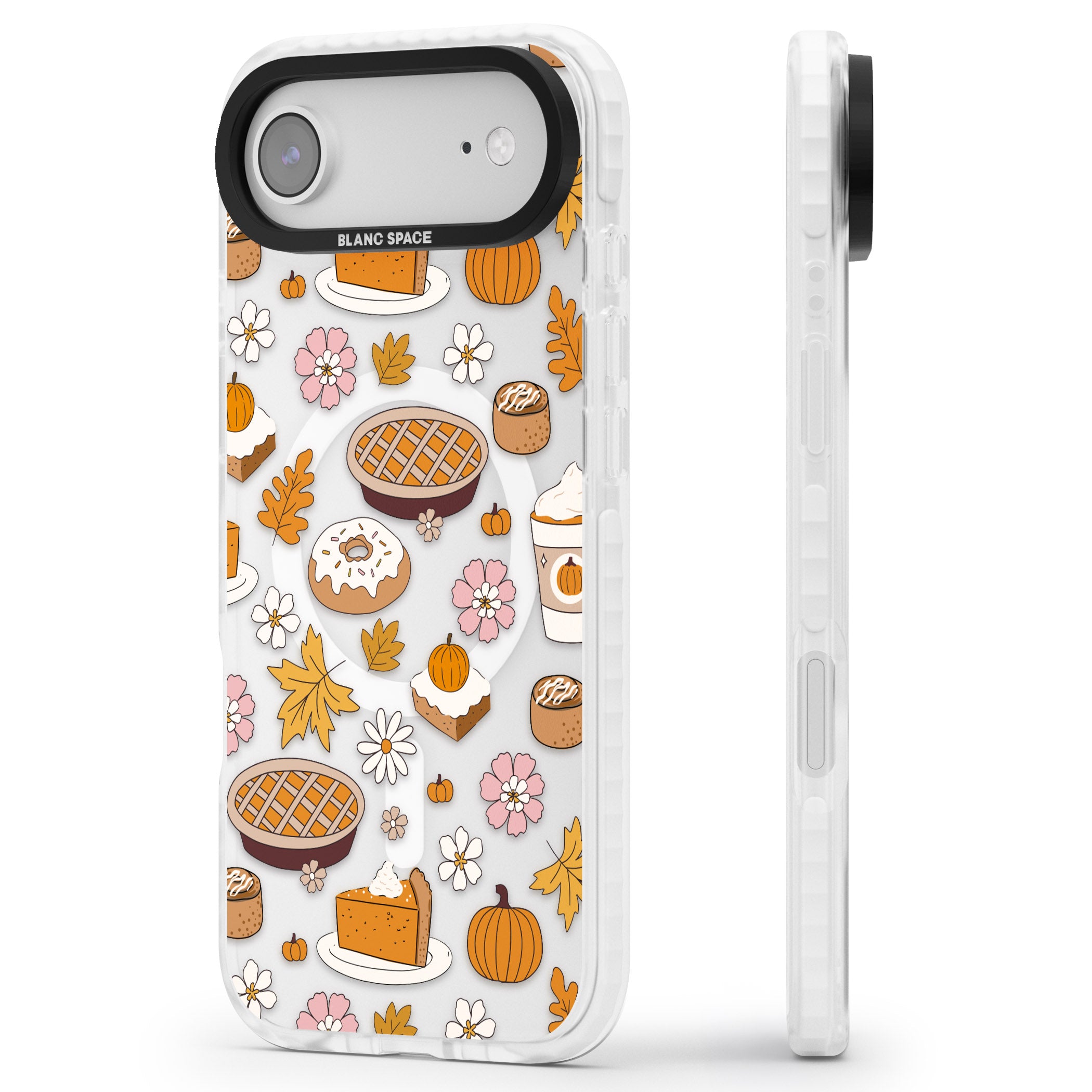 Pumpkin Pie Autumn Treats iPhone 17 Air Impact Pro Clear Phone Case Side Profile