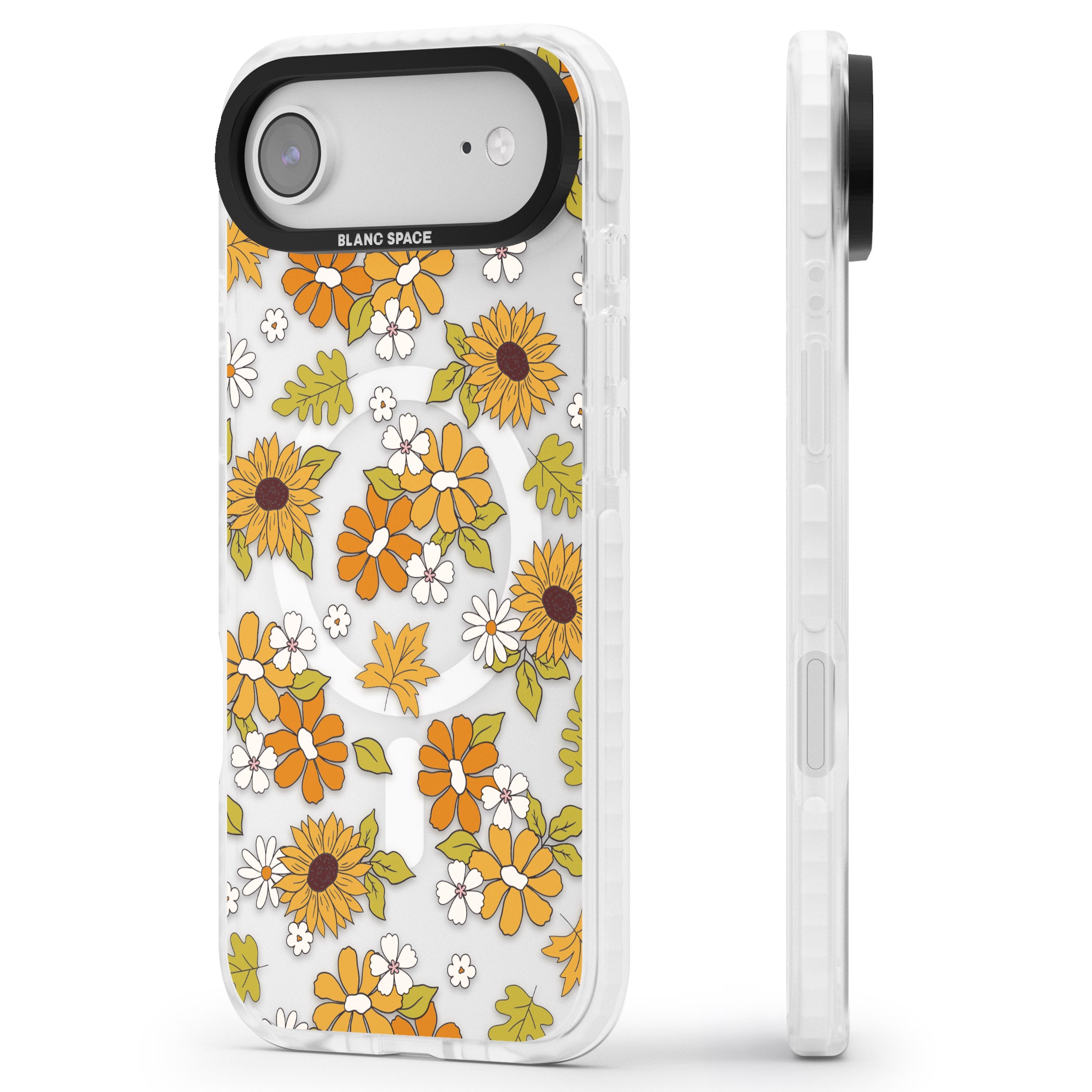 Boho Sunflowers iPhone 17 Air Impact Pro Clear Phone Case Side Profile