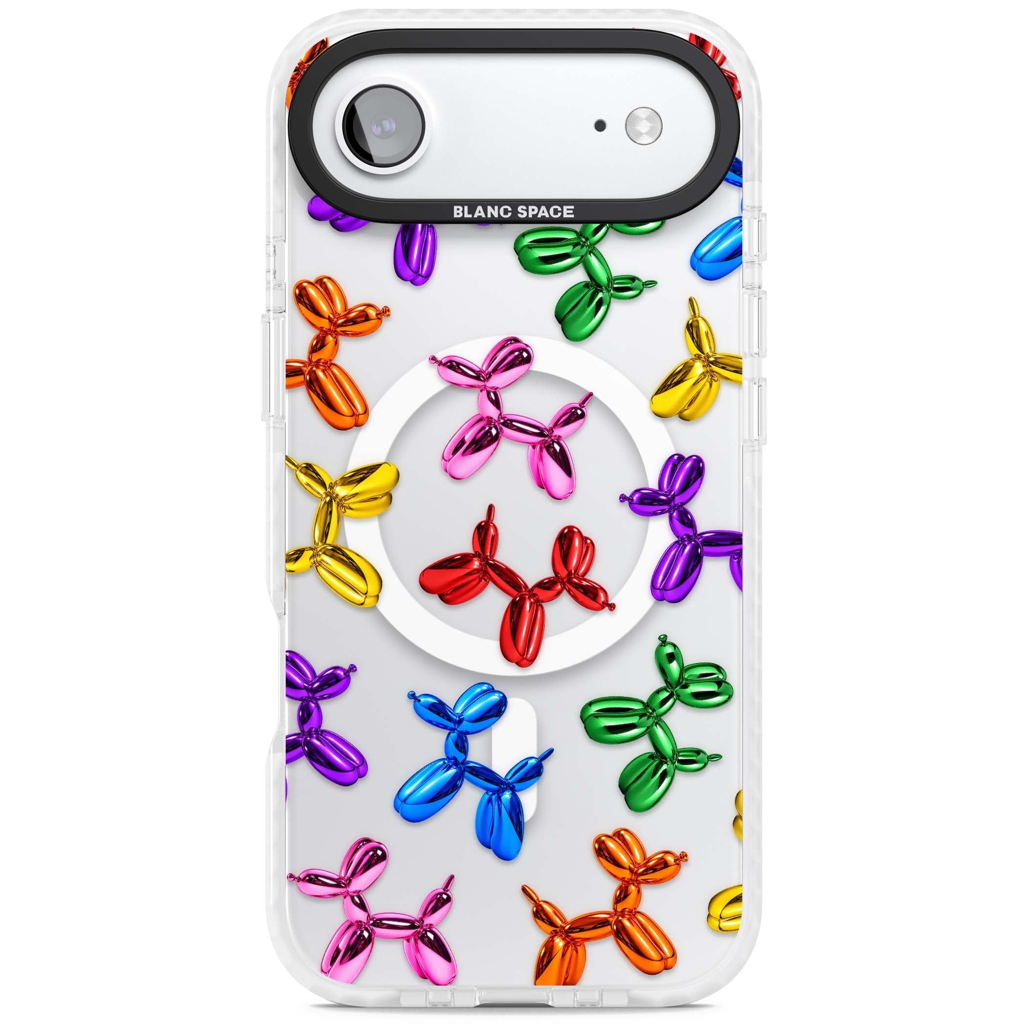 Balloon Dogs pop art iPhone case featuring rainbow chrome balloon dogs in Jeff Koons style | Impact Magsafe case for iPhone Air