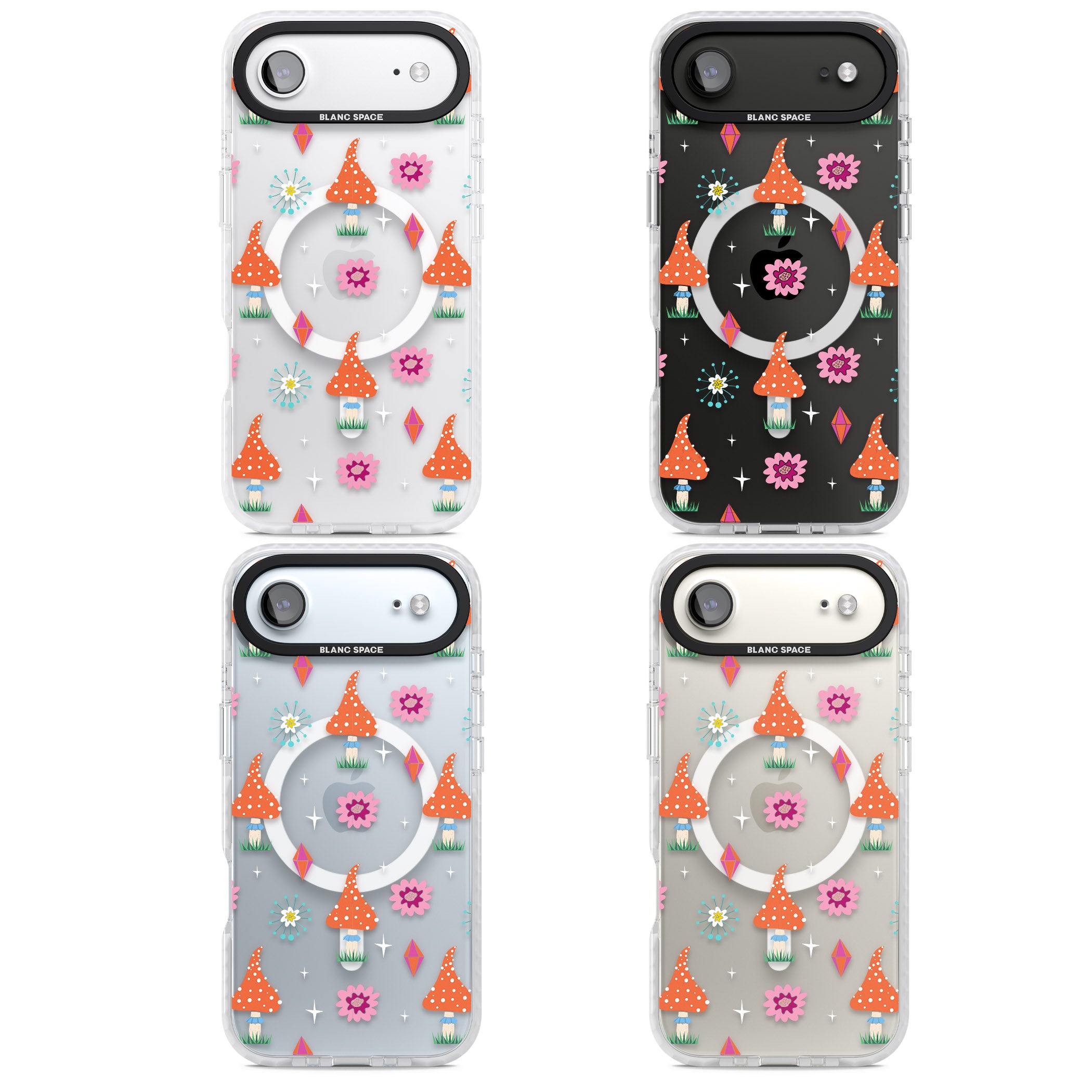 Boho Celestial Mushroom Crystal iPhone 17 Air Impact Pro Clear Phone Case APT Impact Protection