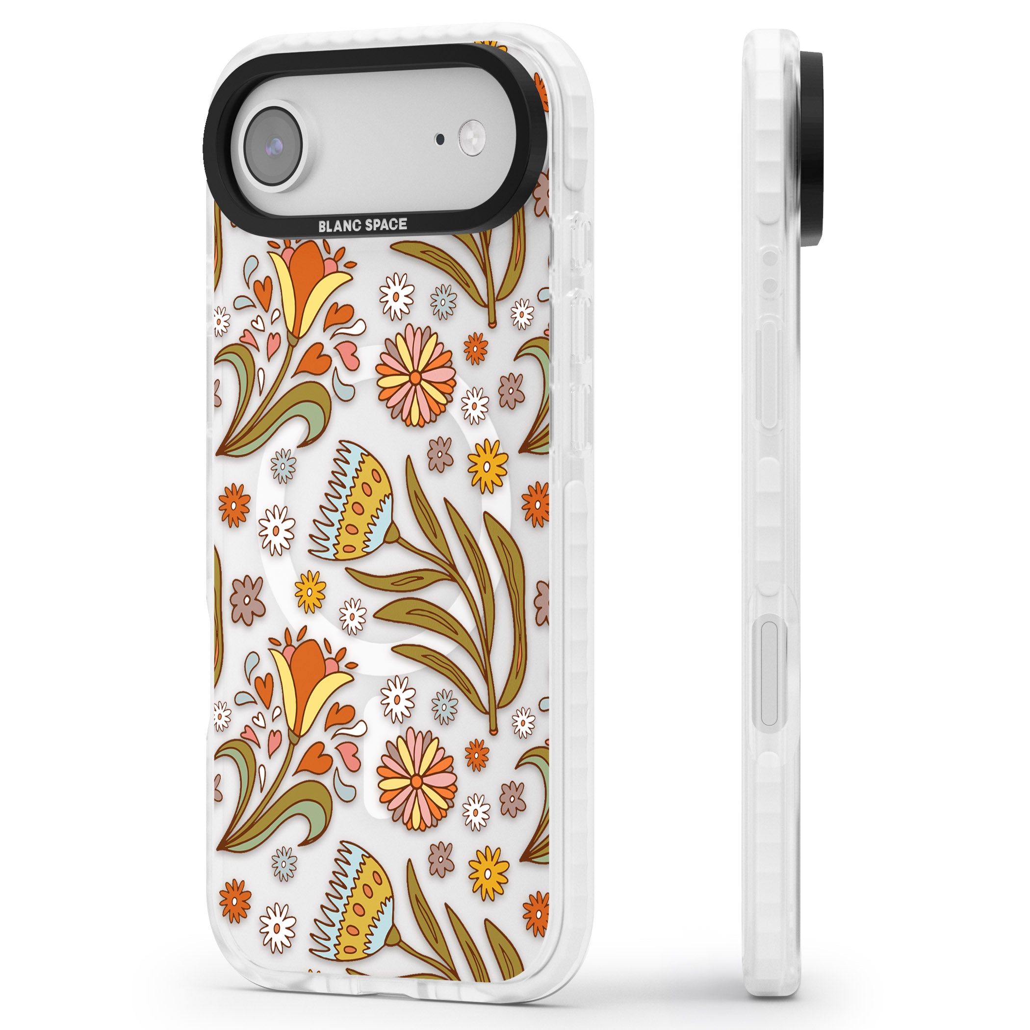 Boho Celestial Wildflower iPhone 17 Air Impact Pro Clear Phone Case Side Profile