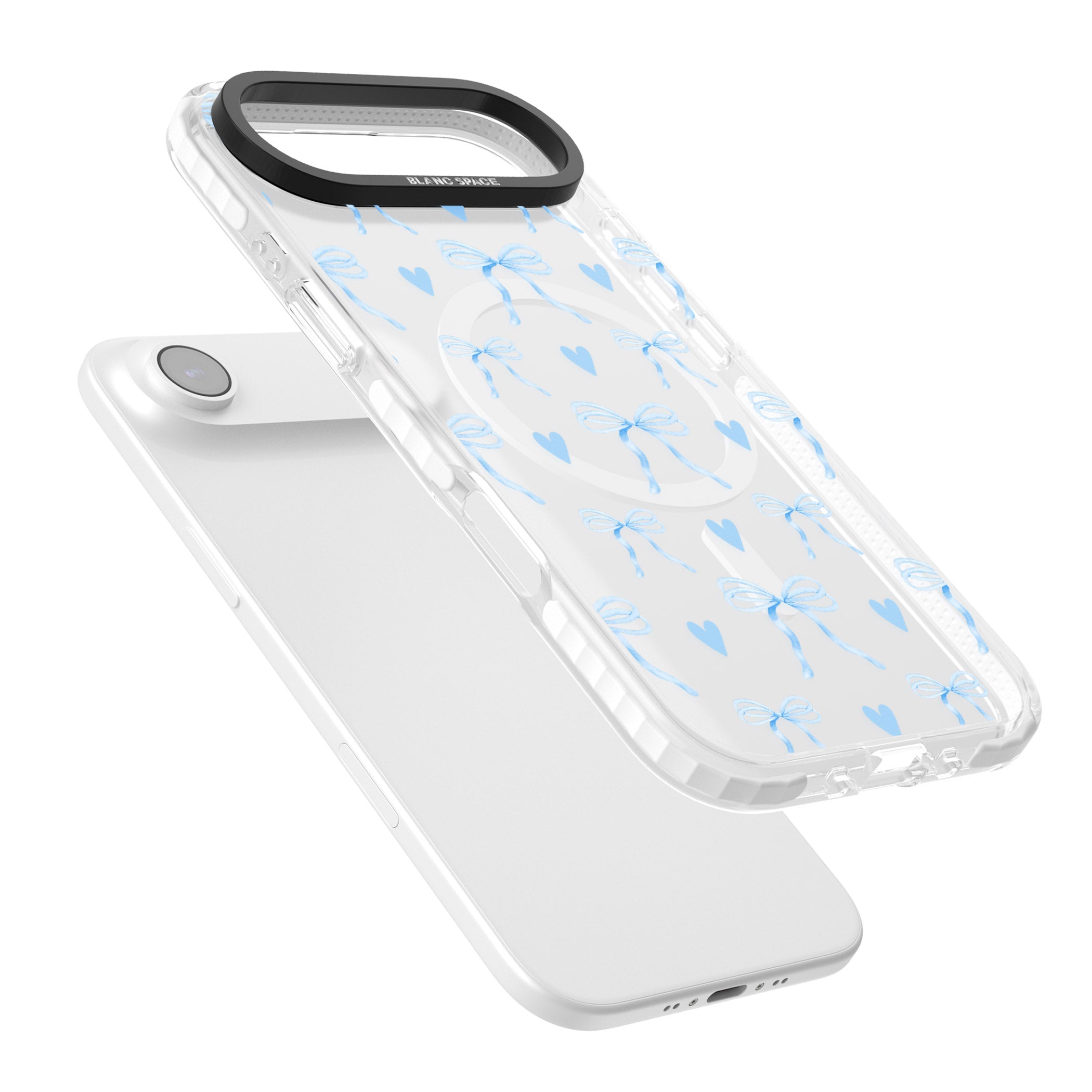 Blue Bows & Hearts iPhone 17 Air Impact Pro Clear Phone Case Colours