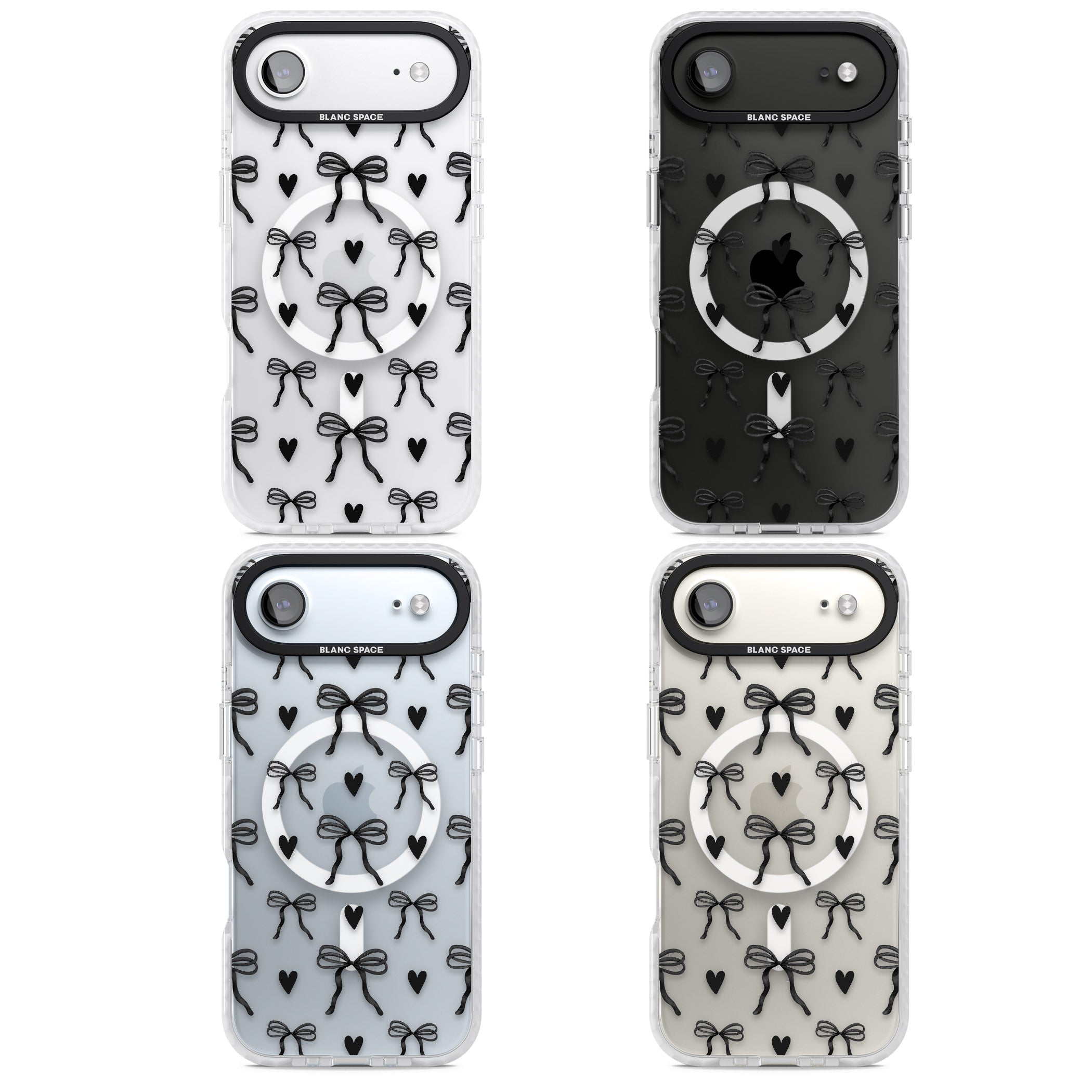 Black Bows & Hearts iPhone 17 Air Impact Pro Clear Phone Case APT Impact Protection