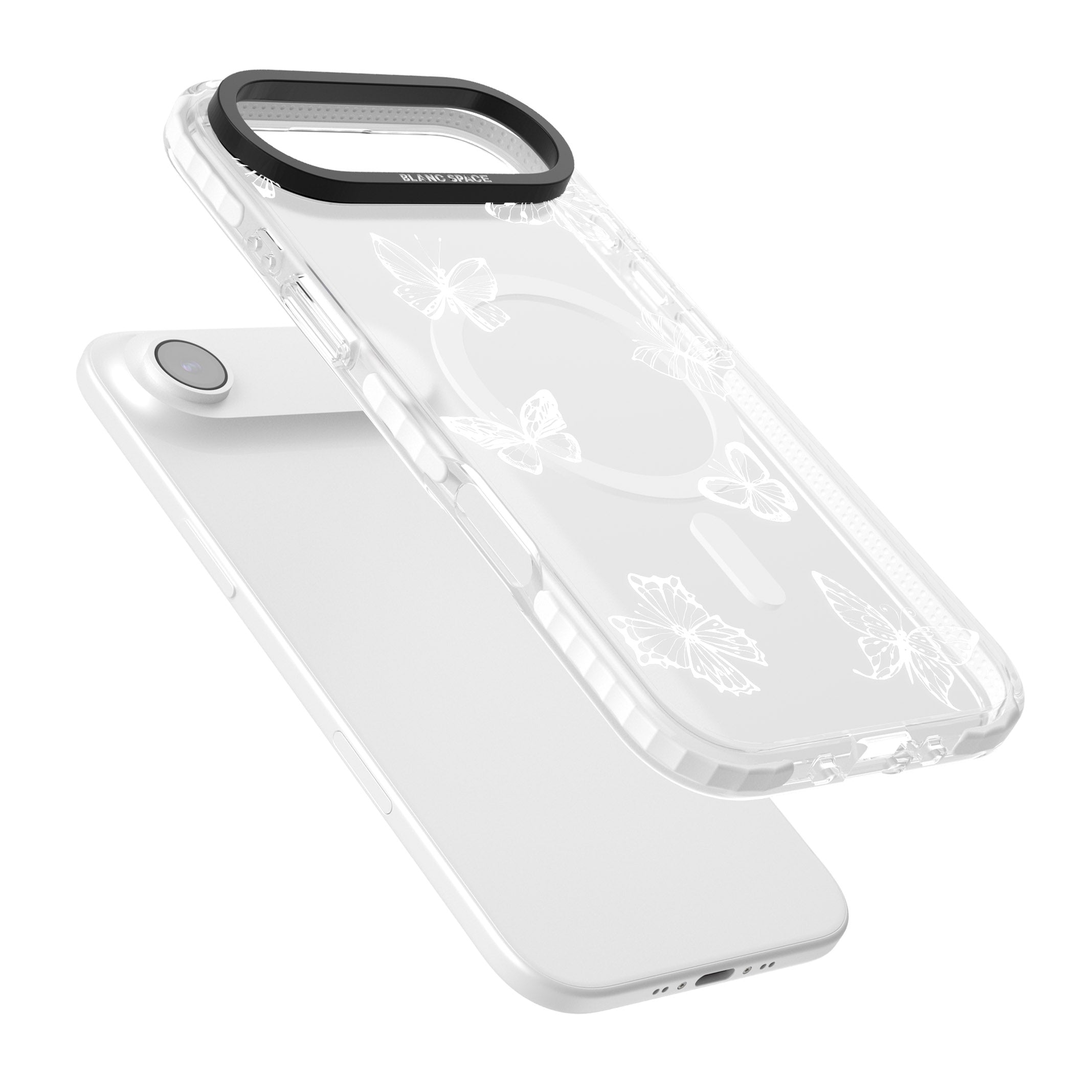 White Butterfly Line Pattern iPhone 17 Air Impact Pro Clear Phone Case Colours