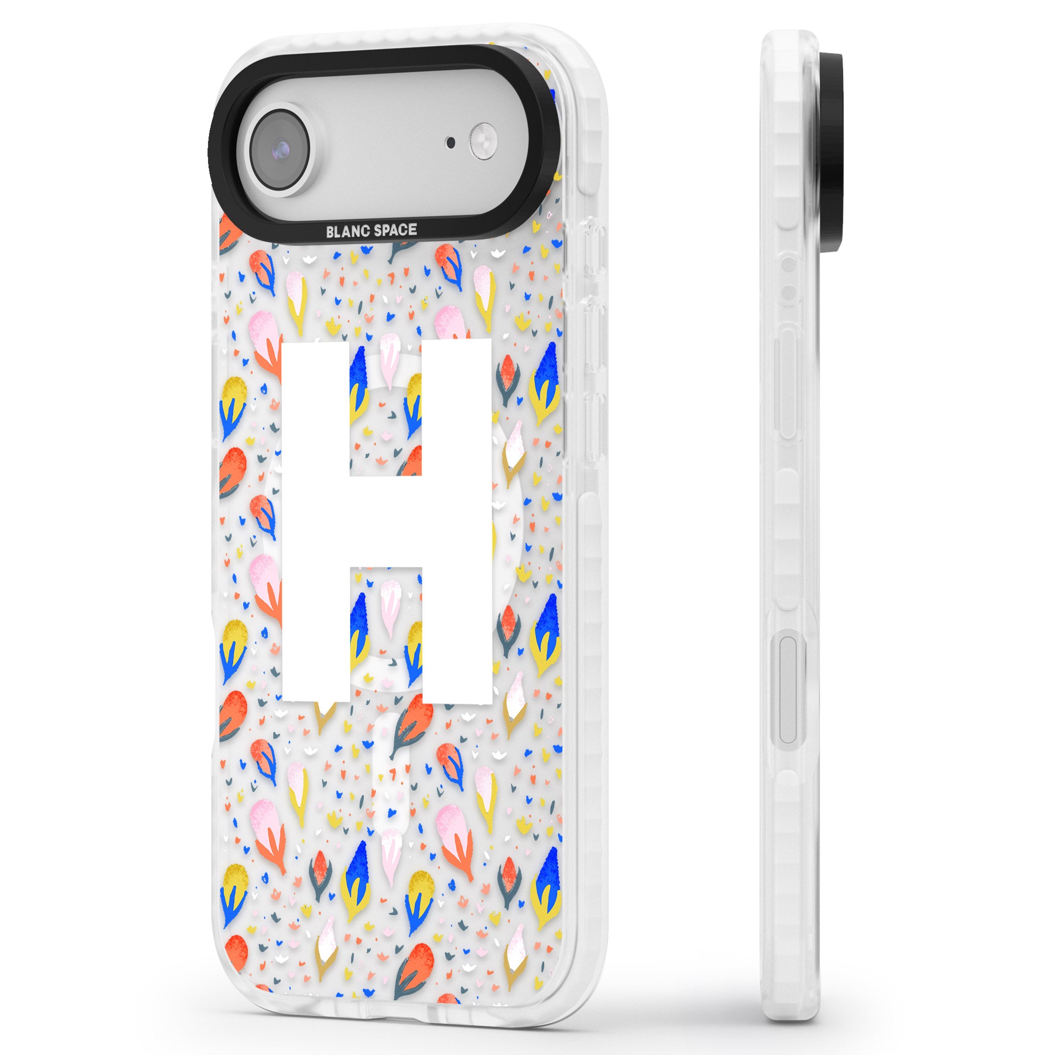 Personalised Abstract Floral Initial iPhone 17 Air Impact Pro Clear Phone Case Side Profile